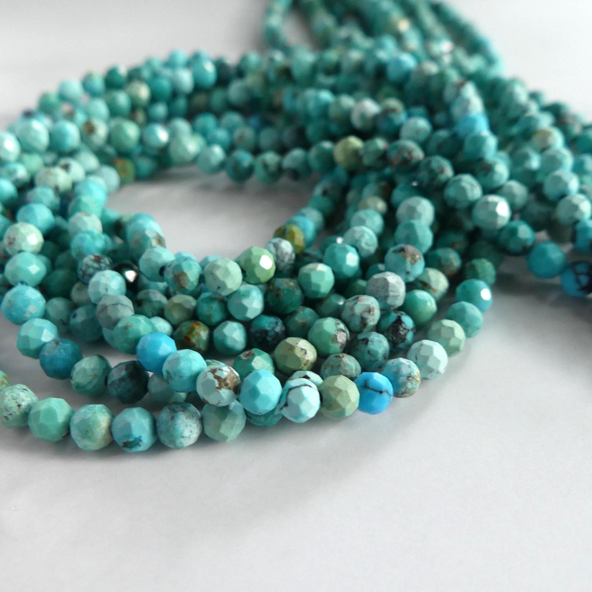 3.5mm Arizona Turquoise Faceted Beads 15" Blue Turquoise Genuine Gemstone Beads Jewelry Making Beading Craft Gift Beads December Birthstone