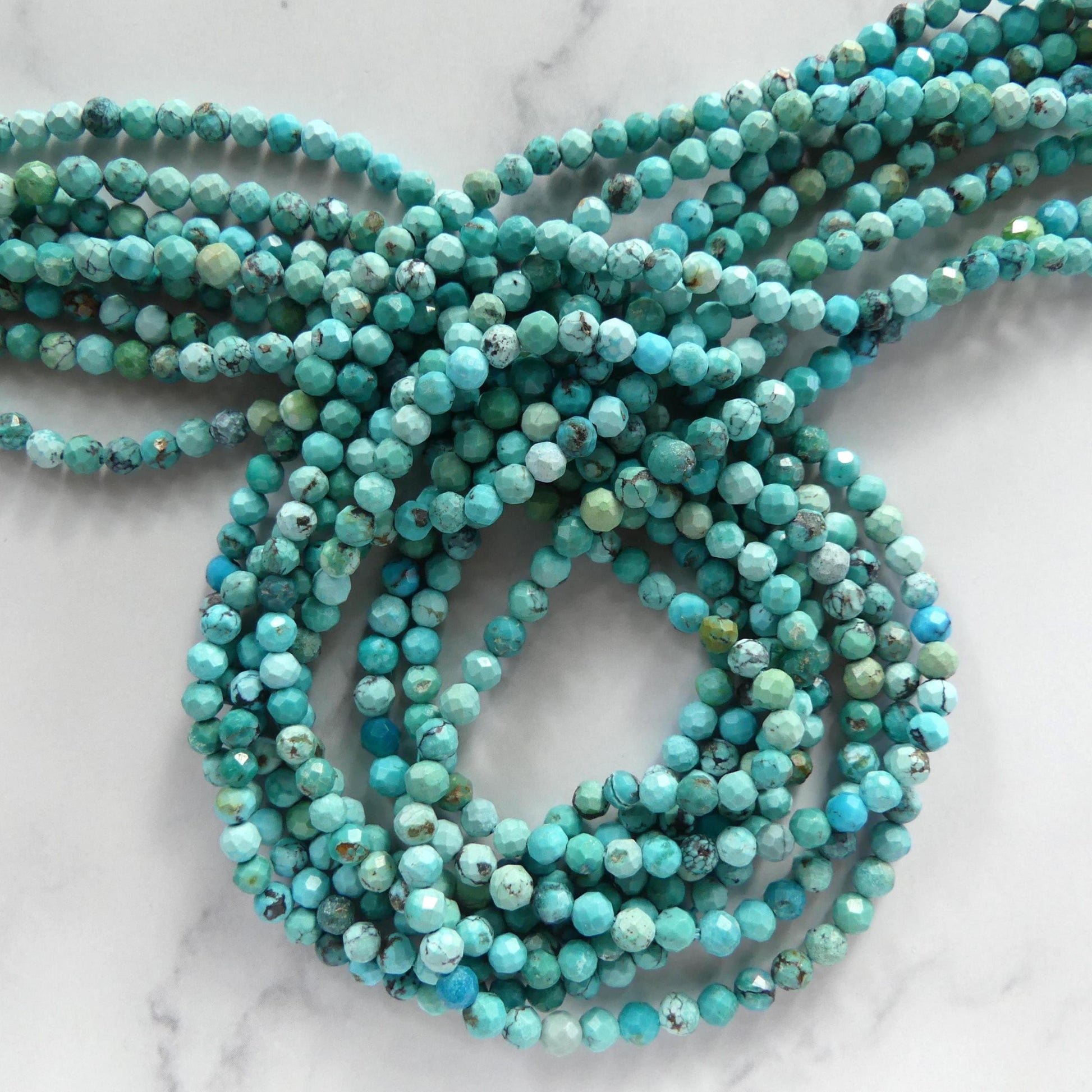 3.5mm Arizona Turquoise Faceted Beads 15" Blue Turquoise Genuine Gemstone Beads Jewelry Making Beading Craft Gift Beads December Birthstone