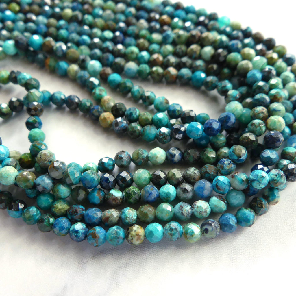 3mm Chrysocolla Beads Faceted 15" Natural Chrysocolla Genuine Gemstone Beads Blue Crystal beads Beading Crafter Gift DIY Jewelry making