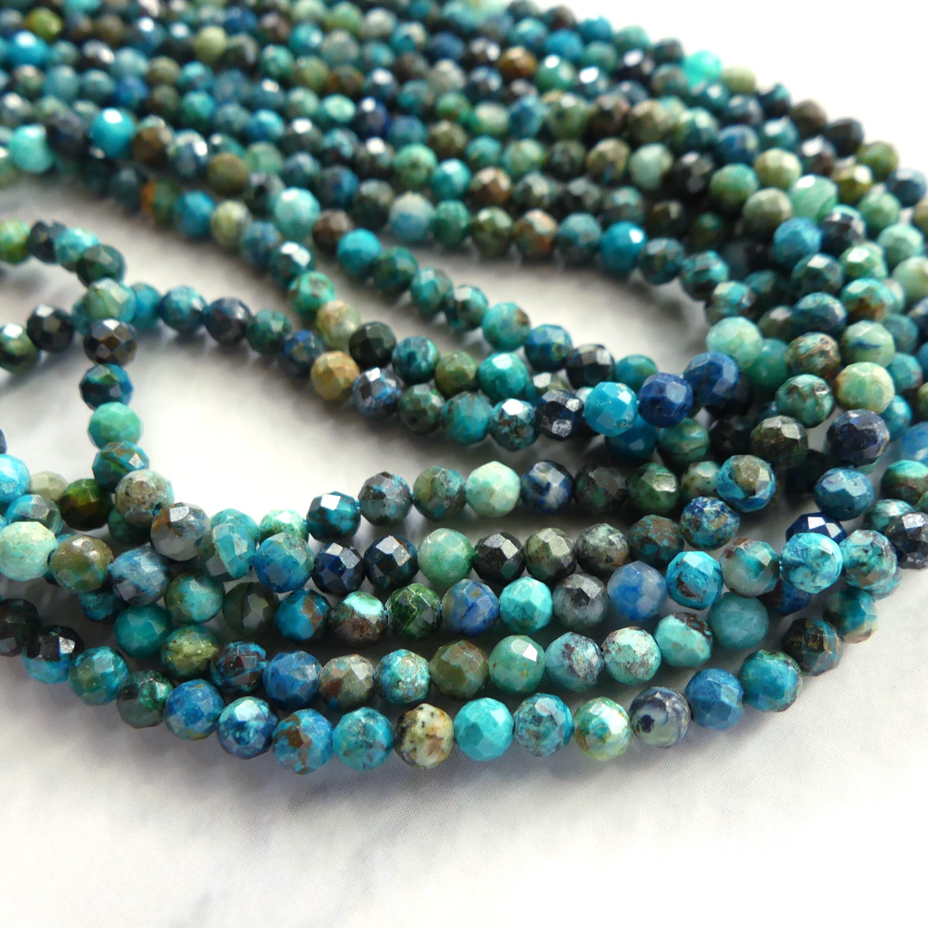 3mm Chrysocolla Beads Faceted 15" Natural Chrysocolla Genuine Gemstone Beads Blue Crystal beads Beading Crafter Gift DIY Jewelry making