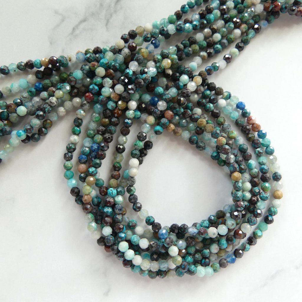 2.5mm Shattuckite Chrysocolla Beads Micro Faceted 15" Chrysocolla Gemstone Beads Beading Crafter Gift DIY Jewelry making