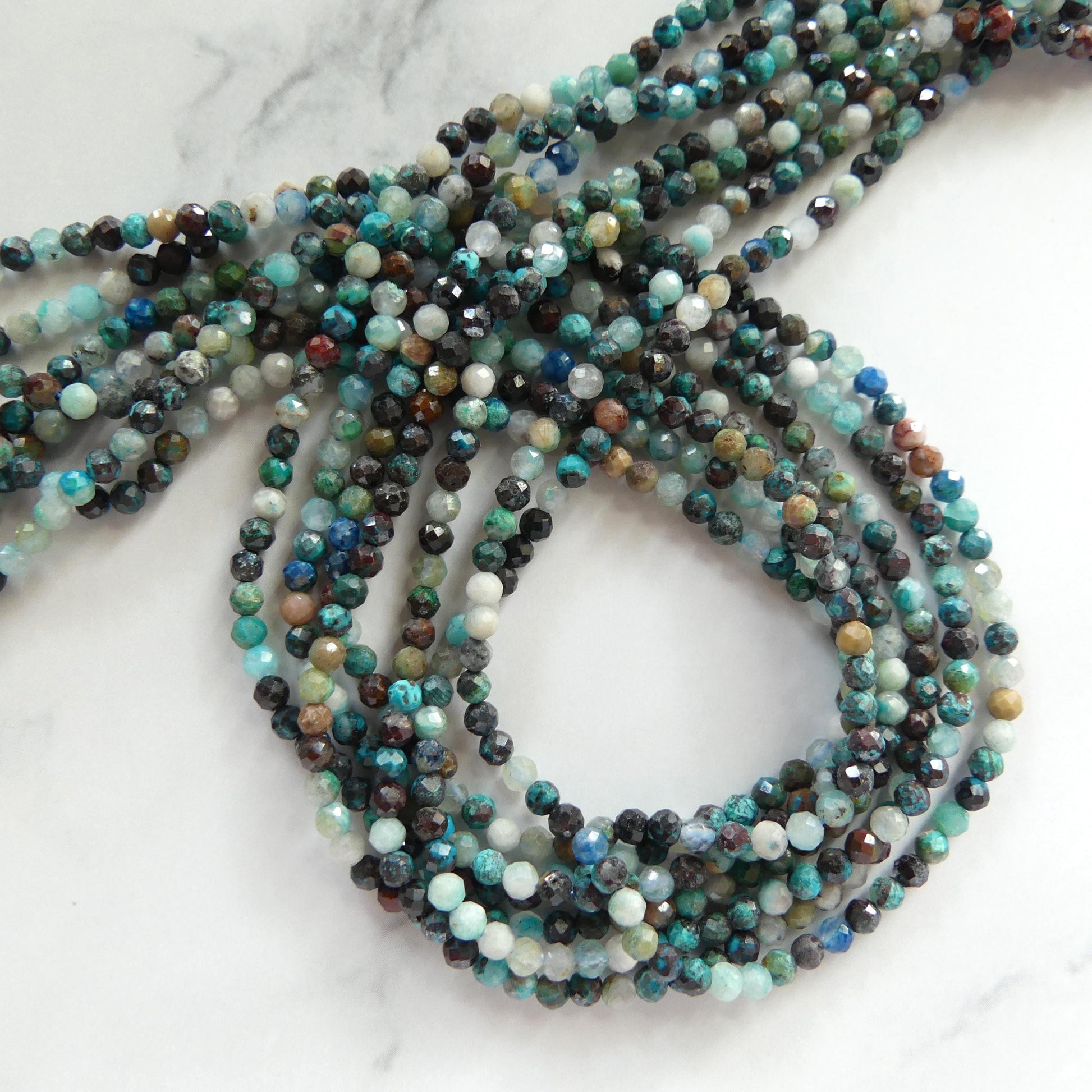 2.5mm Shattuckite Chrysocolla Beads Micro Faceted 15" Chrysocolla Gemstone Beads Beading Crafter Gift DIY Jewelry making