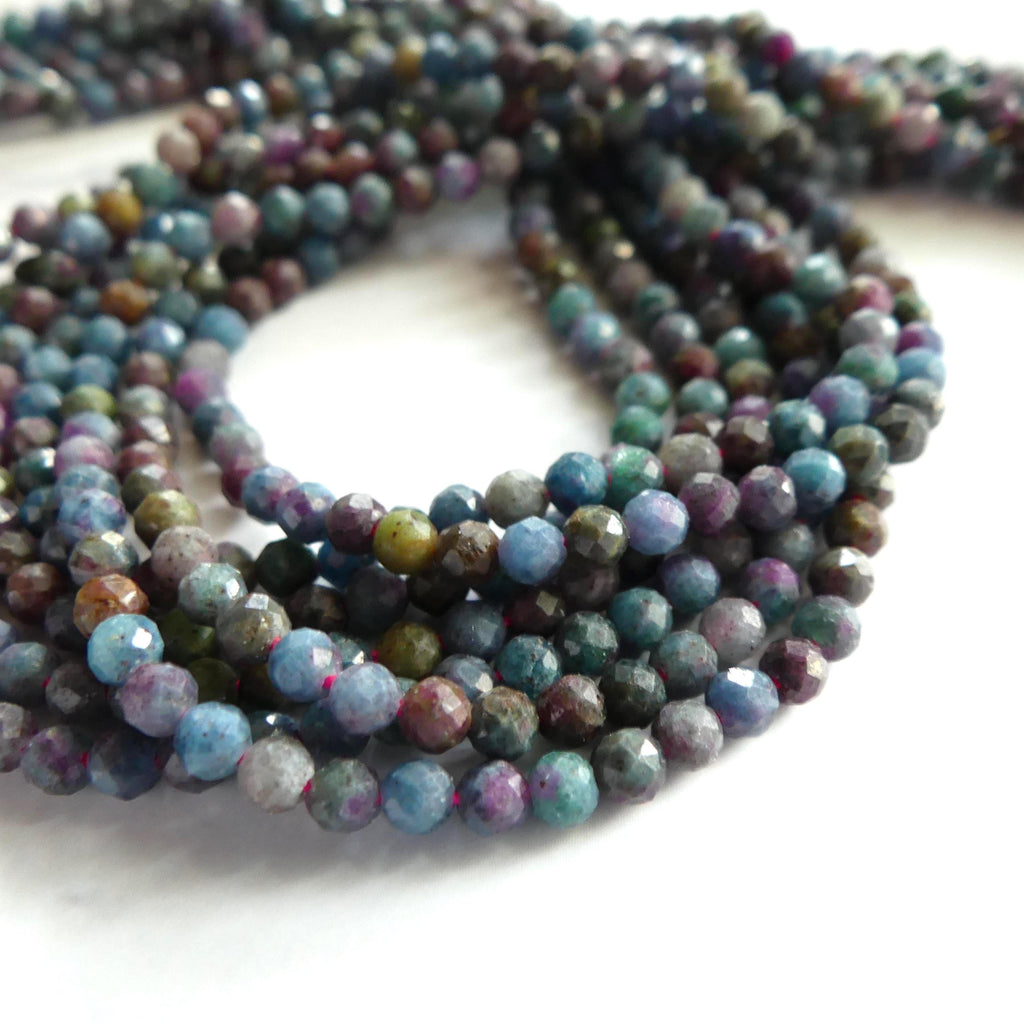 3mm Ruby in Kyanite Beads Faceted Beads 15" Colorful Gemstone Beads Multi Color Beads Ruby Beading Crafter Gift Jewelry Making Rare Beads