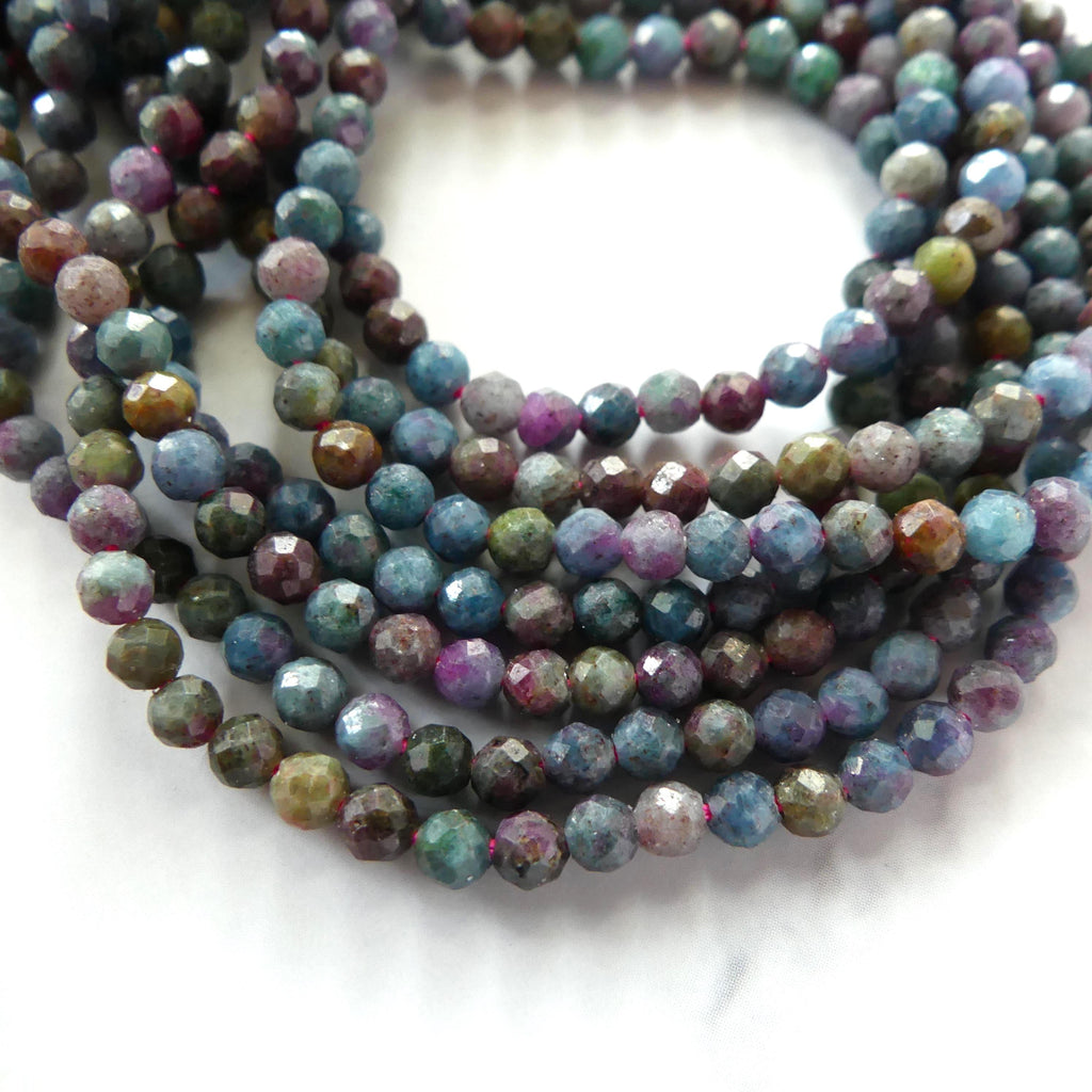 3mm Ruby in Kyanite Beads Faceted Beads 15" Colorful Gemstone Beads Multi Color Beads Ruby Beading Crafter Gift Jewelry Making Rare Beads