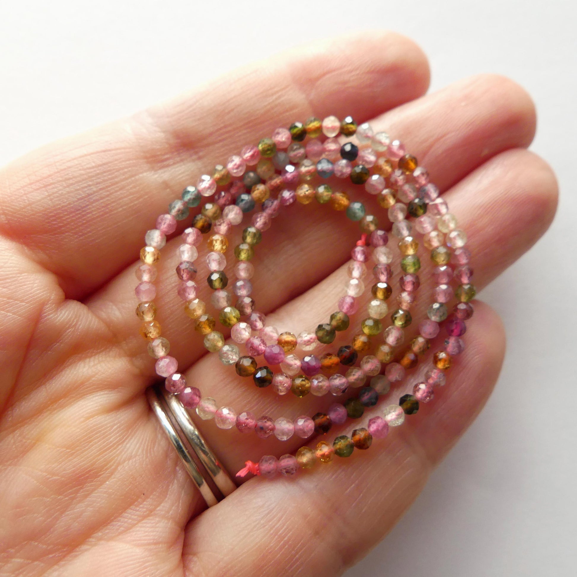 2.5mm AAA Watermelon Tourmaline Micro Faceted Beads 15" Transparent Rainbow Gemstone Beads for Jewelry Making