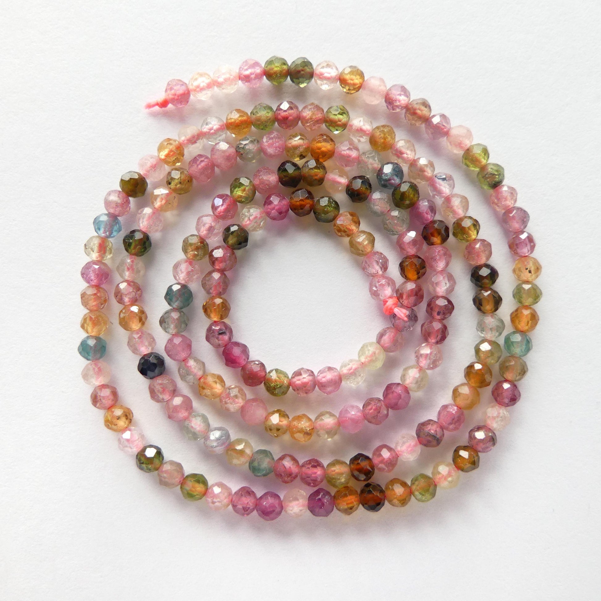 2.5mm AAA Watermelon Tourmaline Micro Faceted Beads 15" Transparent Rainbow Gemstone Beads for Jewelry Making