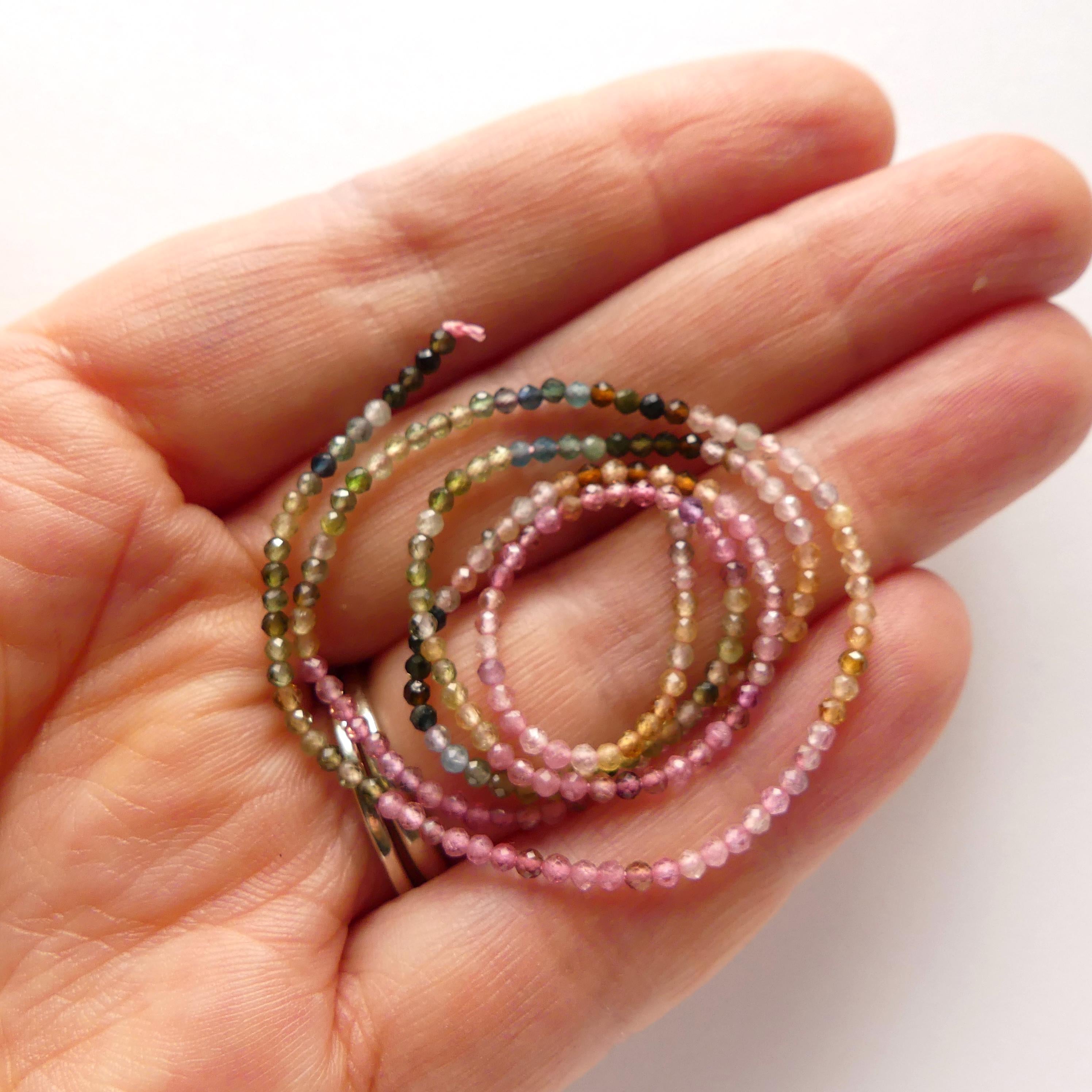 1.8mm 2mm AAA Watermelon Tourmaline Faceted Beads 15" Transparent Rainbow Gemstone Beads Jewelry Making Gift Crafter October Birthstone