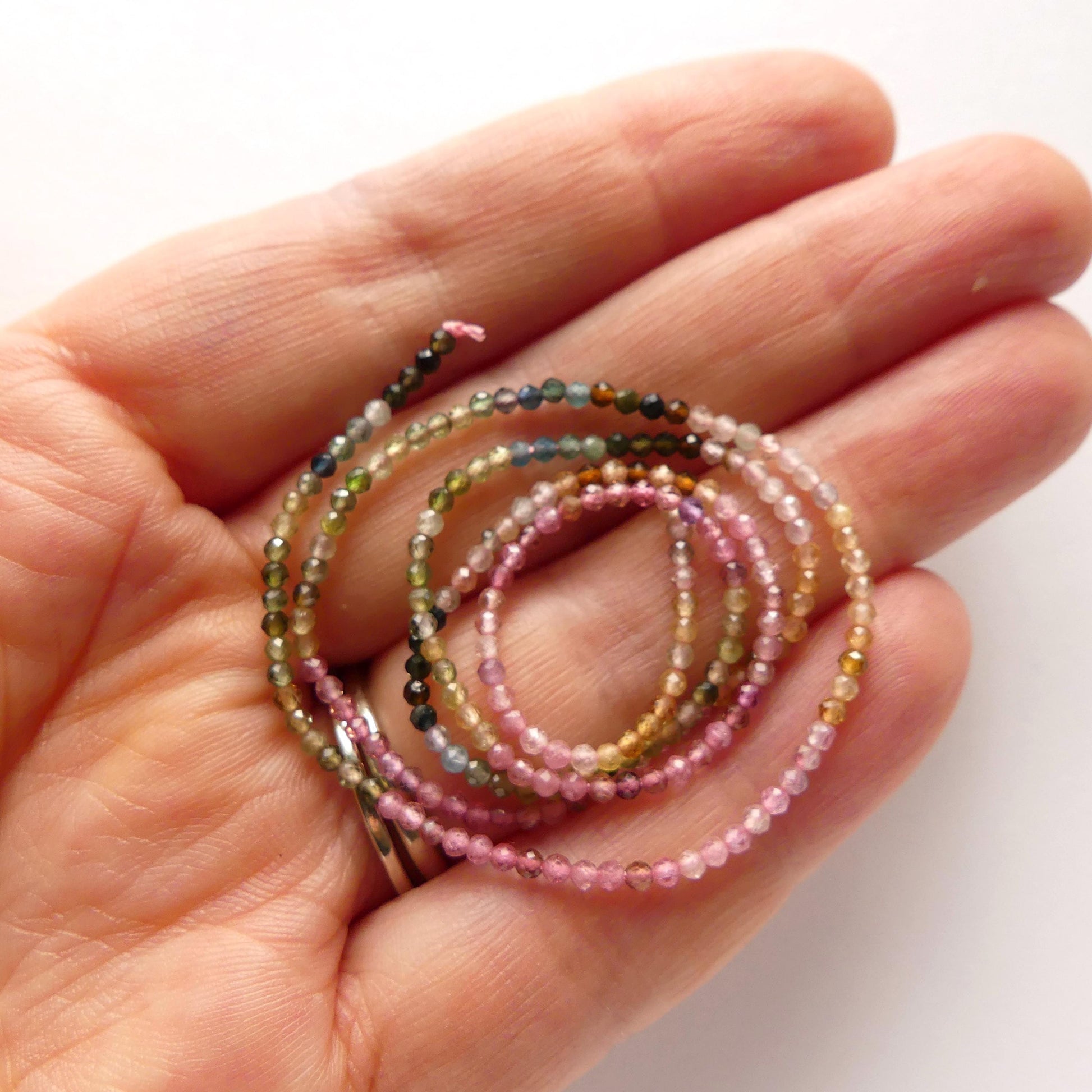 1.8mm 2mm AAA Watermelon Tourmaline Faceted Beads 15" Transparent Rainbow Gemstone Beads Jewelry Making Gift Crafter October Birthstone