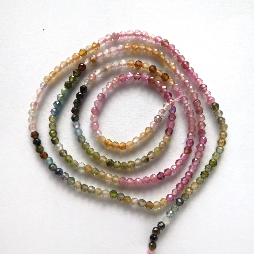 1.8mm 2mm AAA Watermelon Tourmaline Faceted Beads 15" Transparent Rainbow Gemstone Beads Jewelry Making Gift Crafter October Birthstone