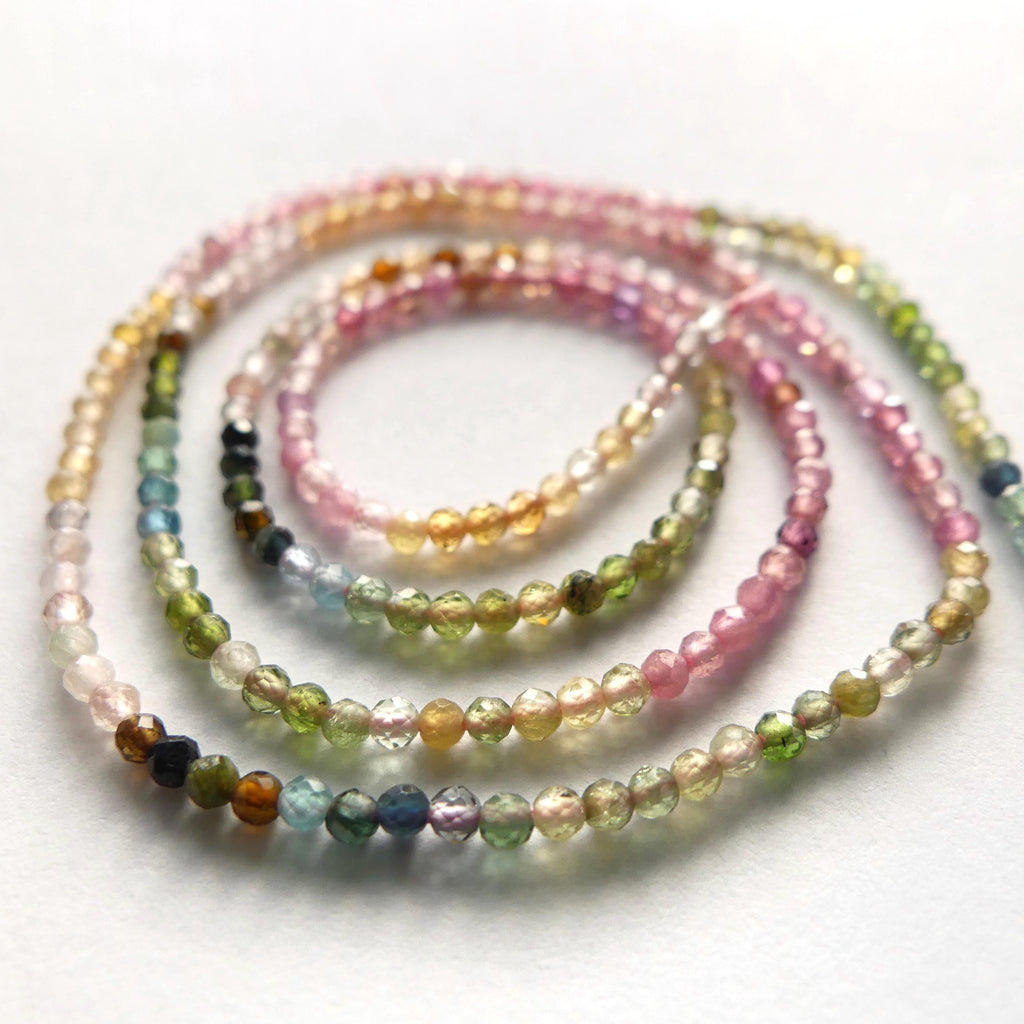 1.8mm 2mm AAA Watermelon Tourmaline Faceted Beads 15" Transparent Rainbow Gemstone Beads Jewelry Making Gift Crafter October Birthstone