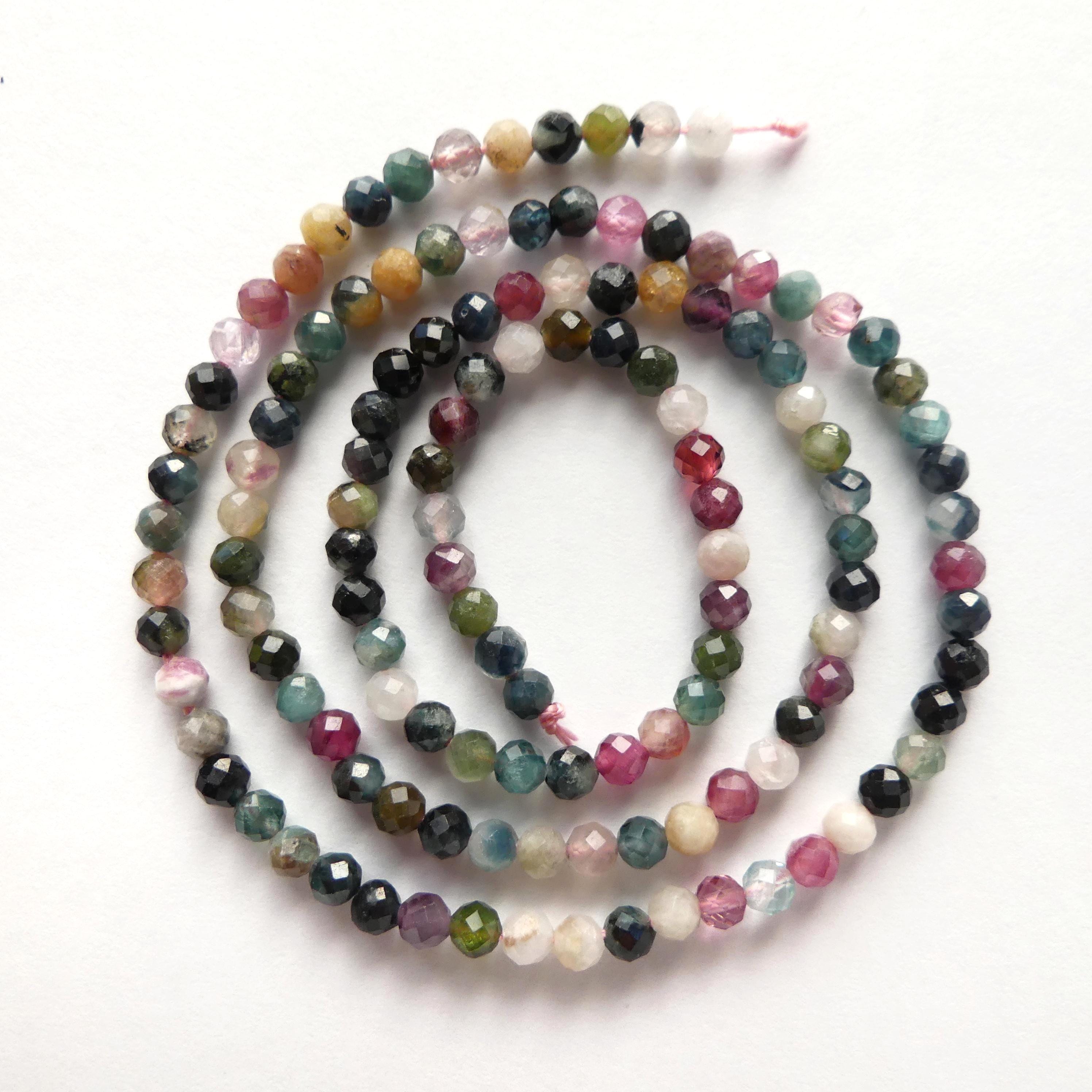 3mm Watermelon Tourmaline Faceted Beads 15" Transparent Rainbow Gemstone Beads Jewelry Making Beading Gift Crafter October Birthstone