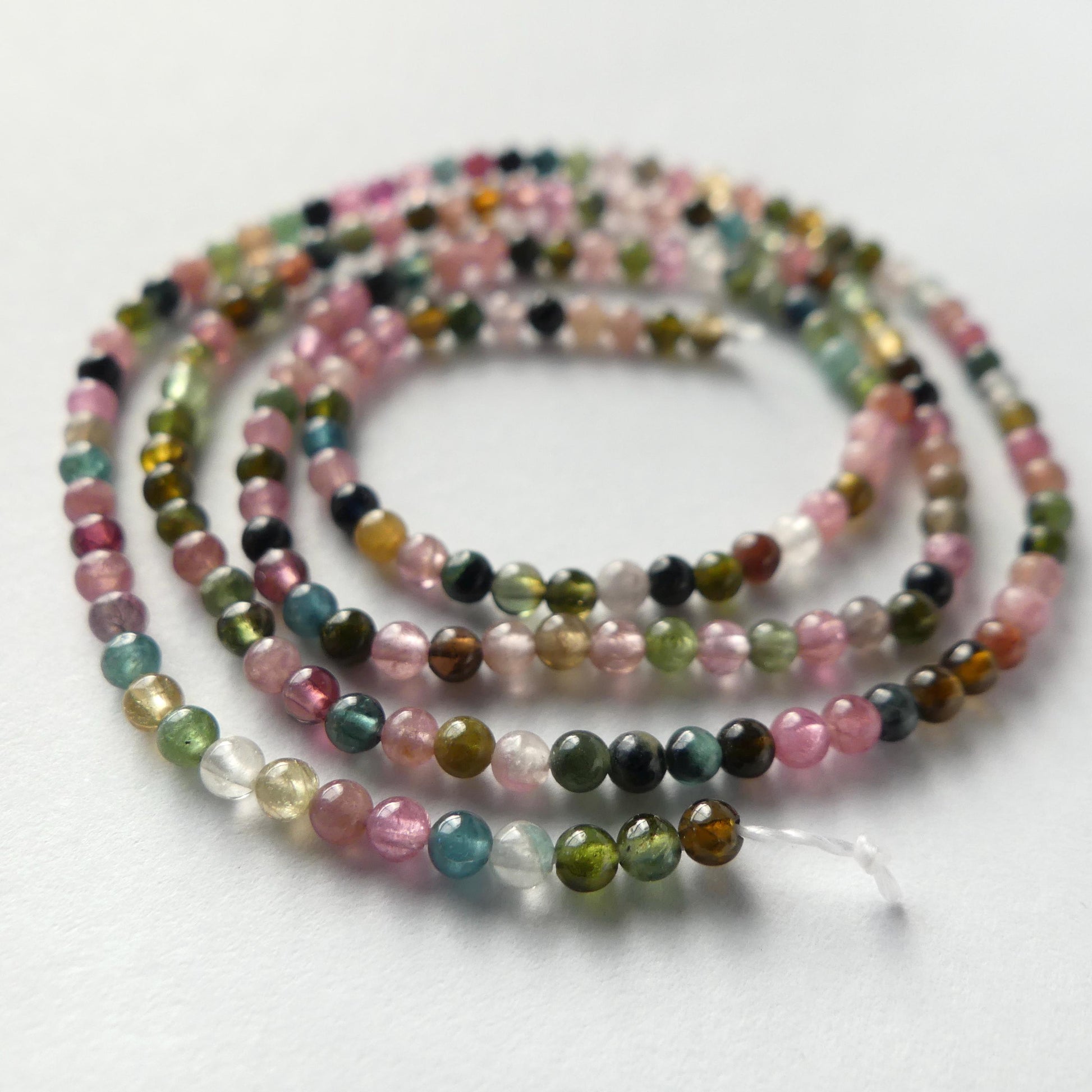2mm Watermelon Tourmaline Smooth Beads 15" Transparent Rainbow Gemstone Beads for Jewelry Making DIY October Birthstone
