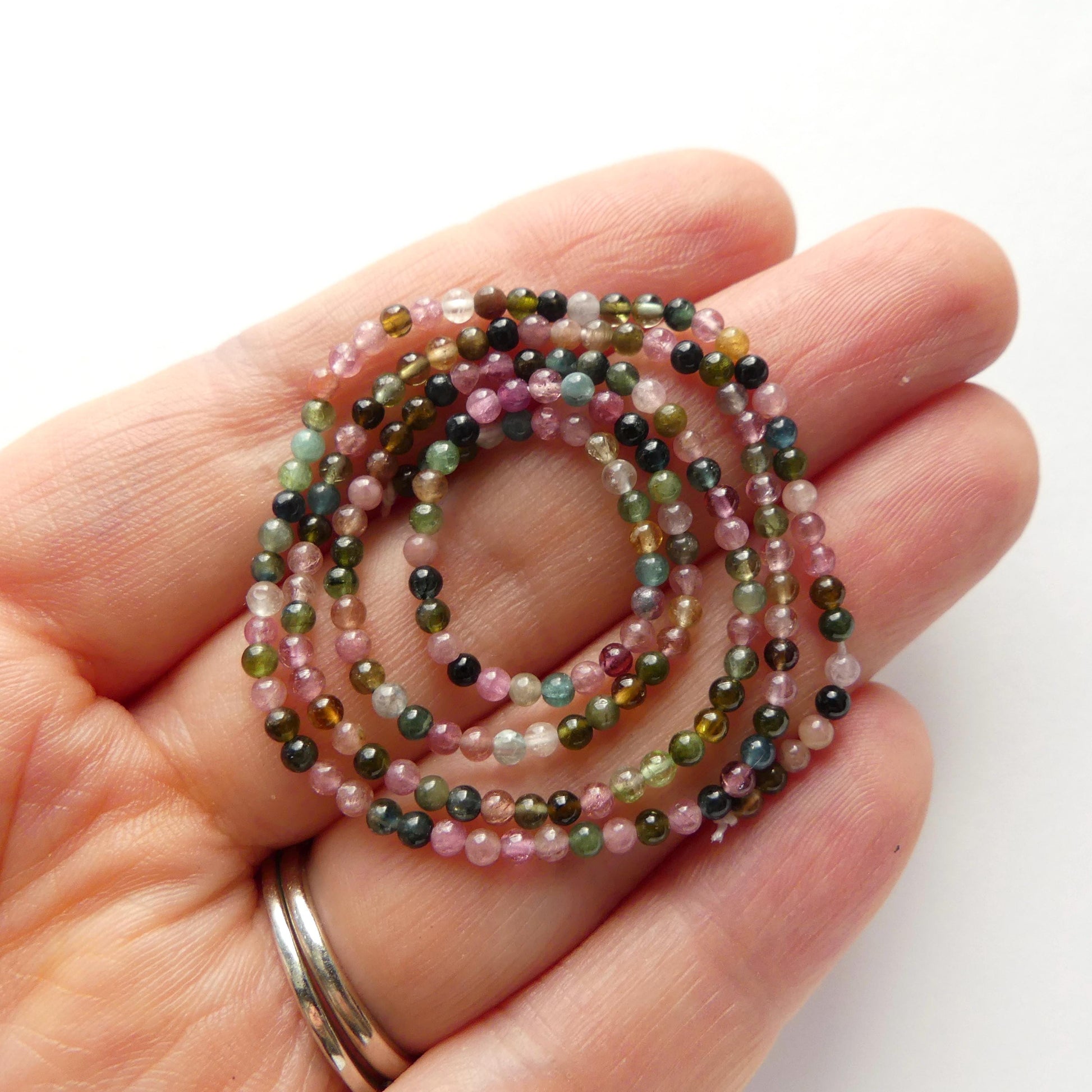 2mm Watermelon Tourmaline Smooth Beads 15" Transparent Rainbow Gemstone Beads for Jewelry Making DIY October Birthstone