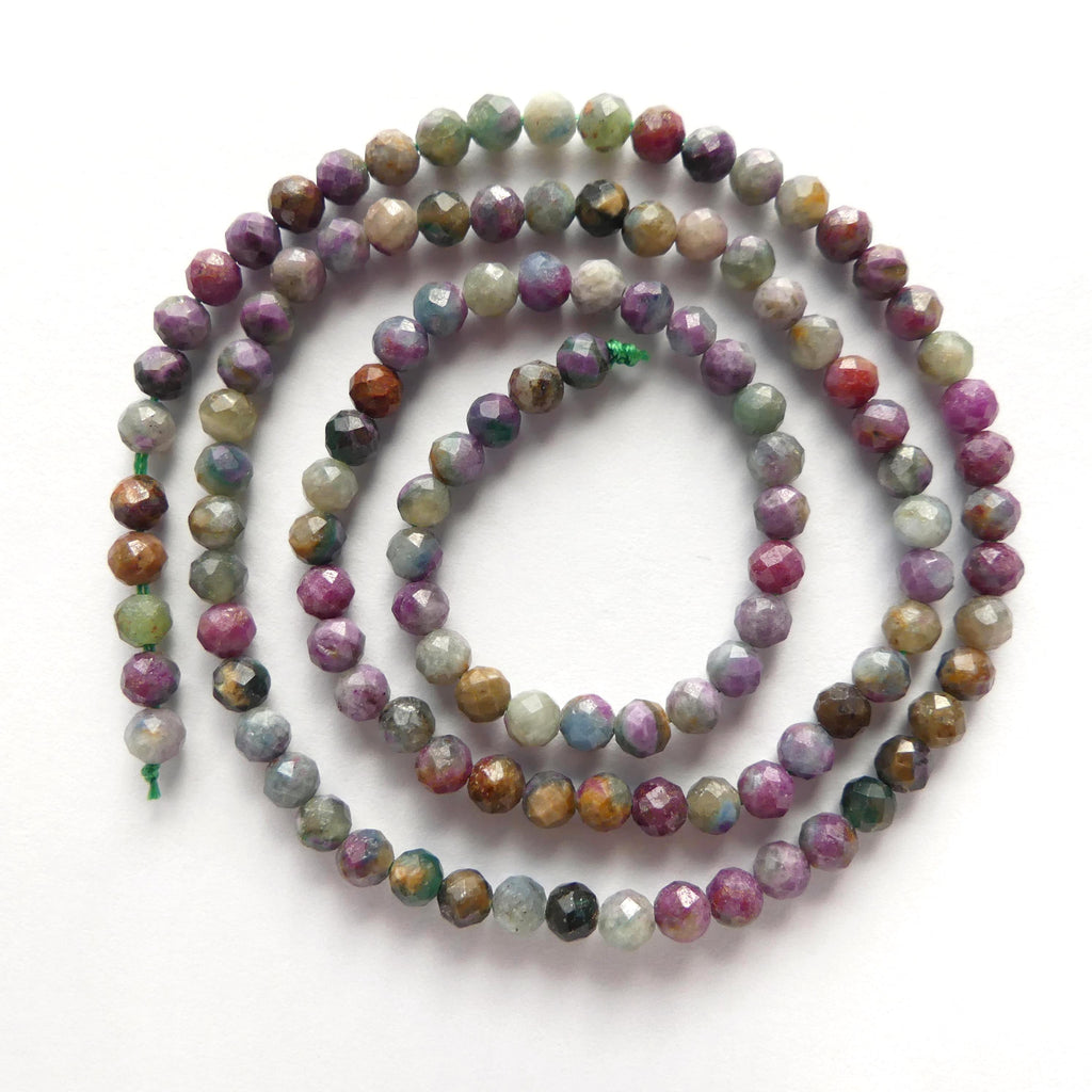 3.5mm Natural Ruby Fuchsite Micro Faceted Beads Genuine Small Colorful Beads 15" Gemstone Beads for Jewelry Making Beading Gift for Crafter