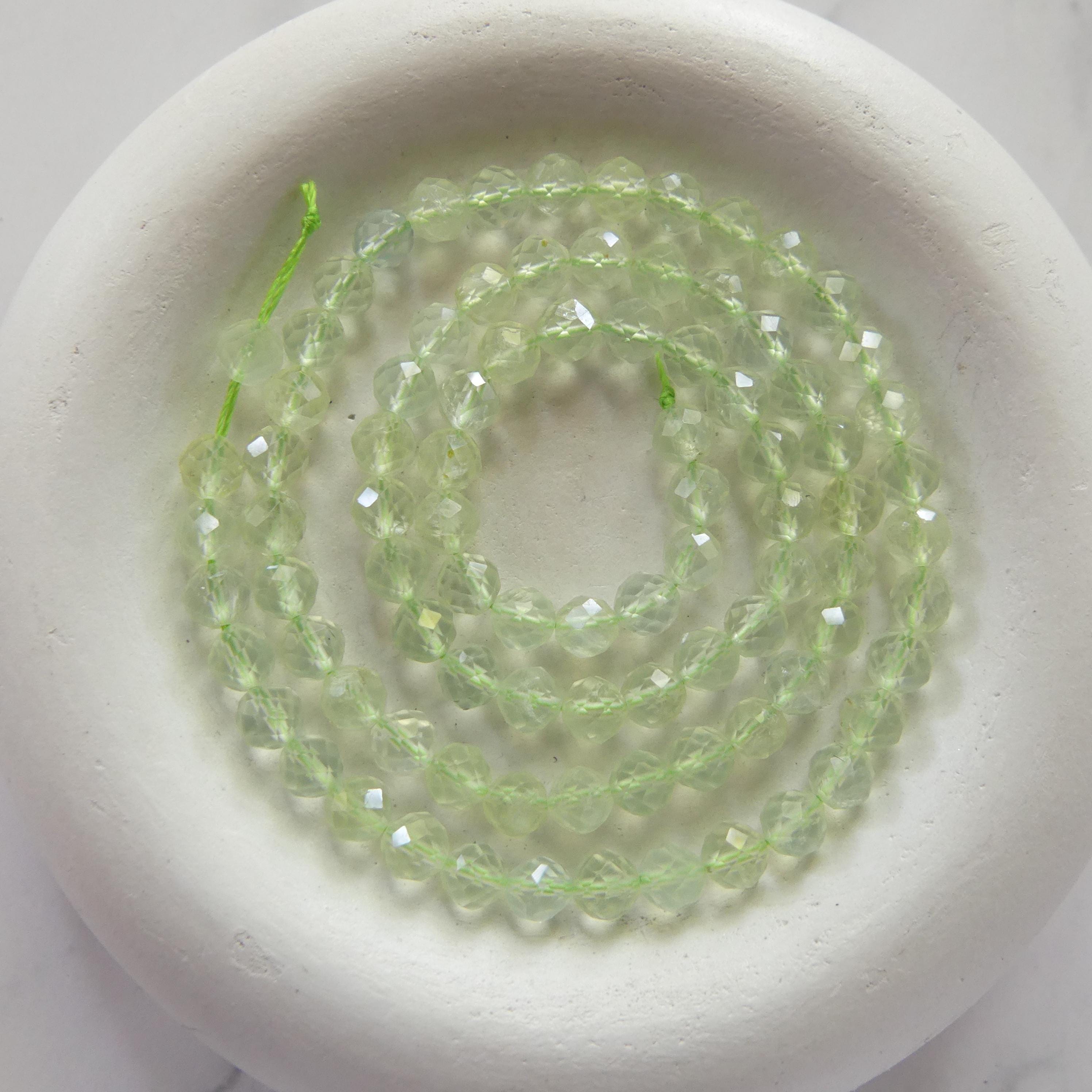 4mm AAA Prehnite Beads Faceted Beads 15" Pale Green Natural Gemstone Beads Beading Crafter Gift DIY jewelry making