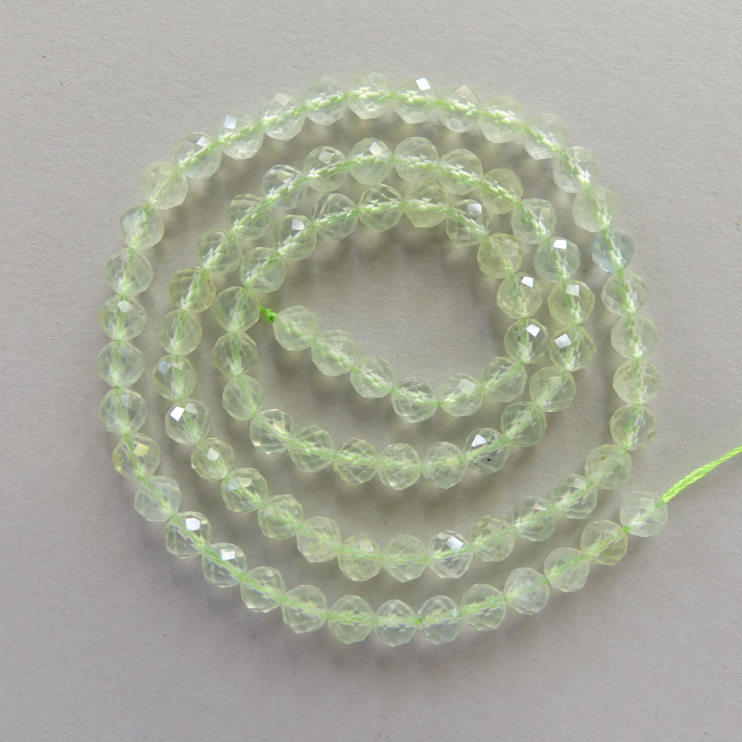 4mm AAA Prehnite Beads Faceted Beads 15" Pale Green Natural Gemstone Beads Beading Crafter Gift DIY jewelry making