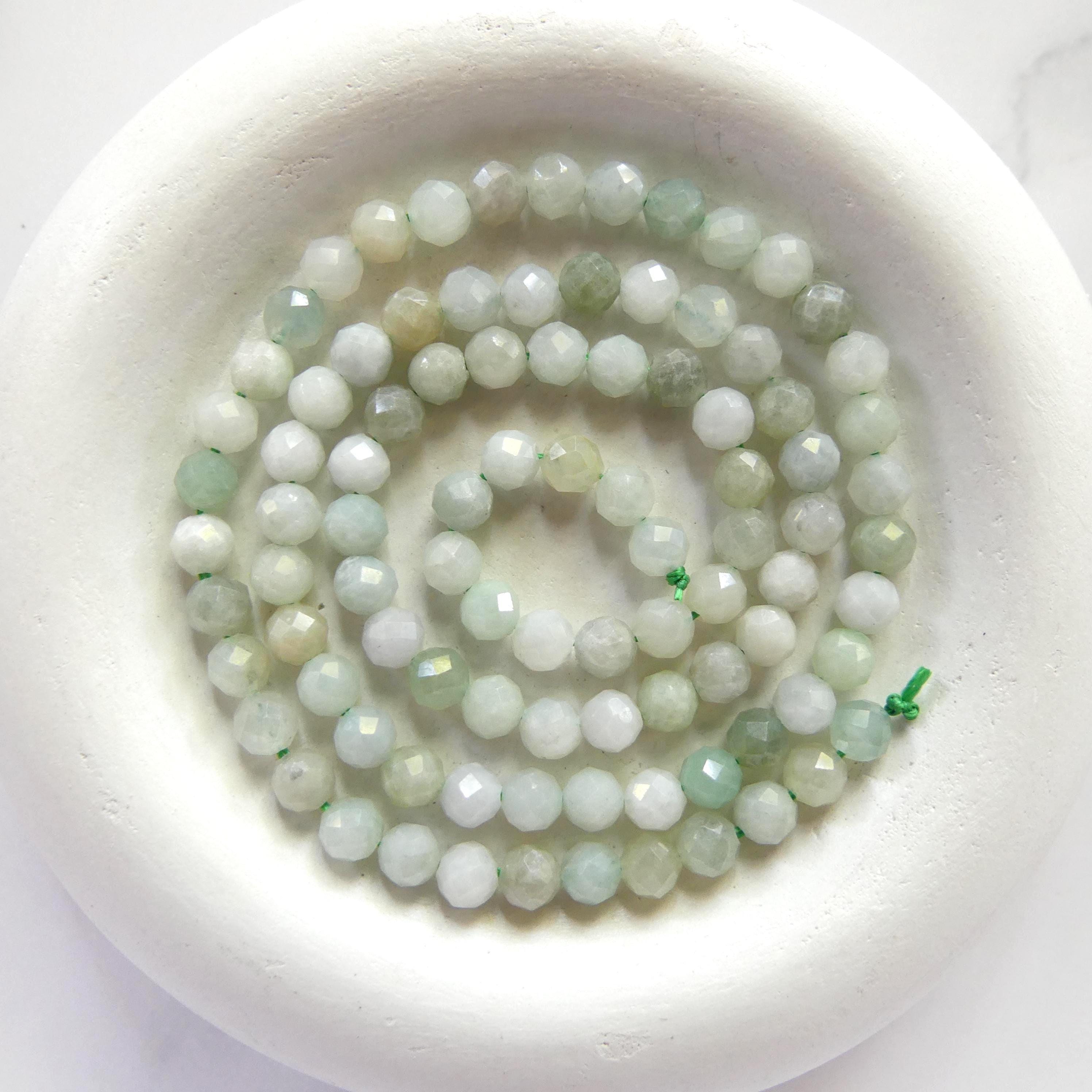 4mm Burma Jade Beads Faceted 15" Burma Jadeite Genuine Gemstone Beads Sparkly Natural Jade for Jewelry Making Beading Craft Gift Beads
