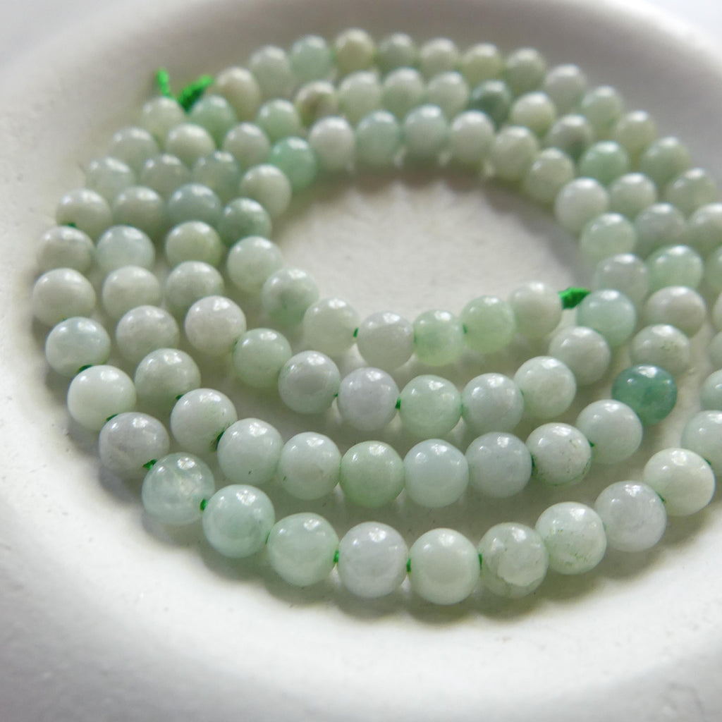 4mm Burma Jade Beads Smooth 15" Burma Jadeite Genuine Gemstone Beads Natural Jade for Jewelry Making Beading Craft Gift Beads