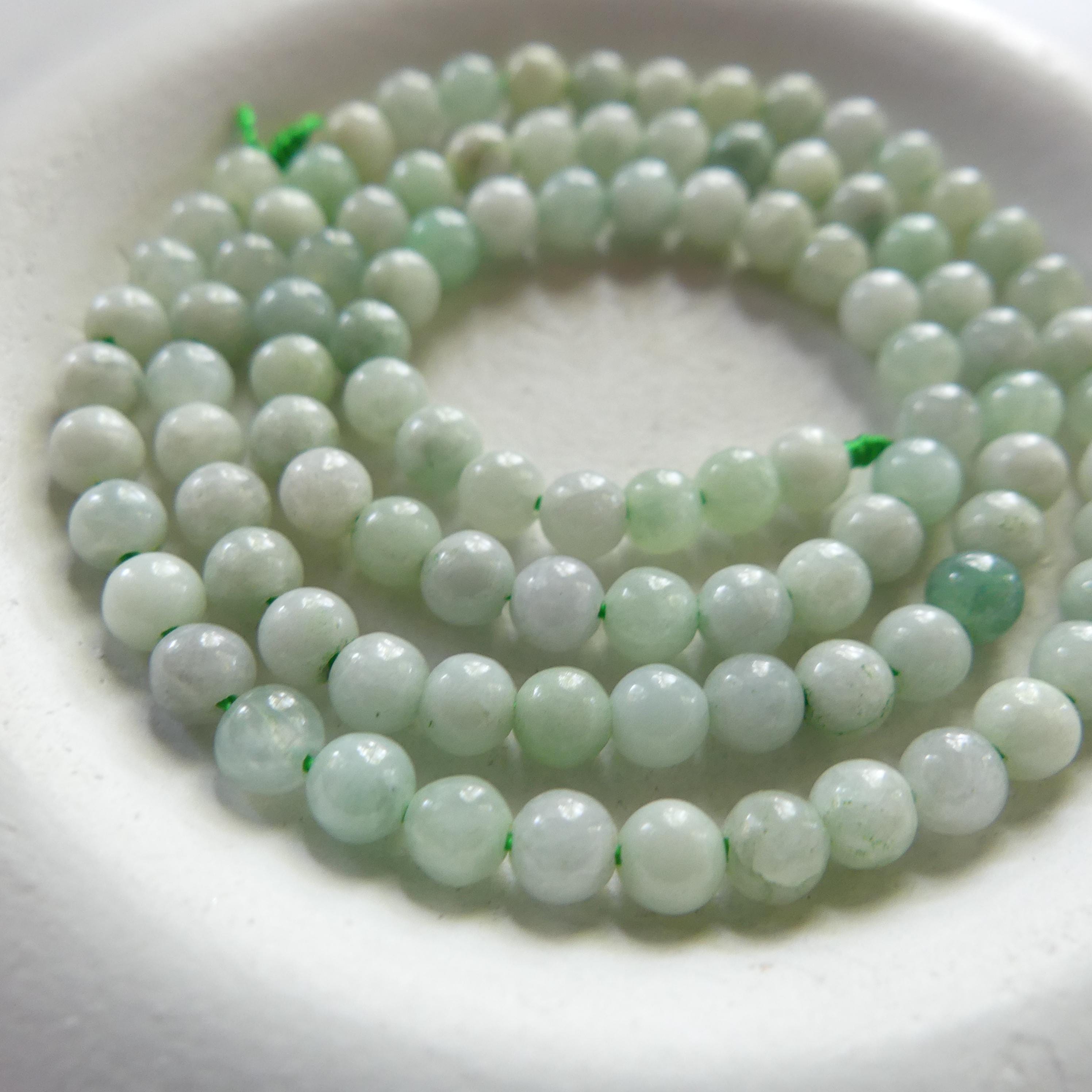 4mm Burma Jade Beads Smooth 15" Burma Jadeite Genuine Gemstone Beads Natural Jade for Jewelry Making Beading Craft Gift Beads