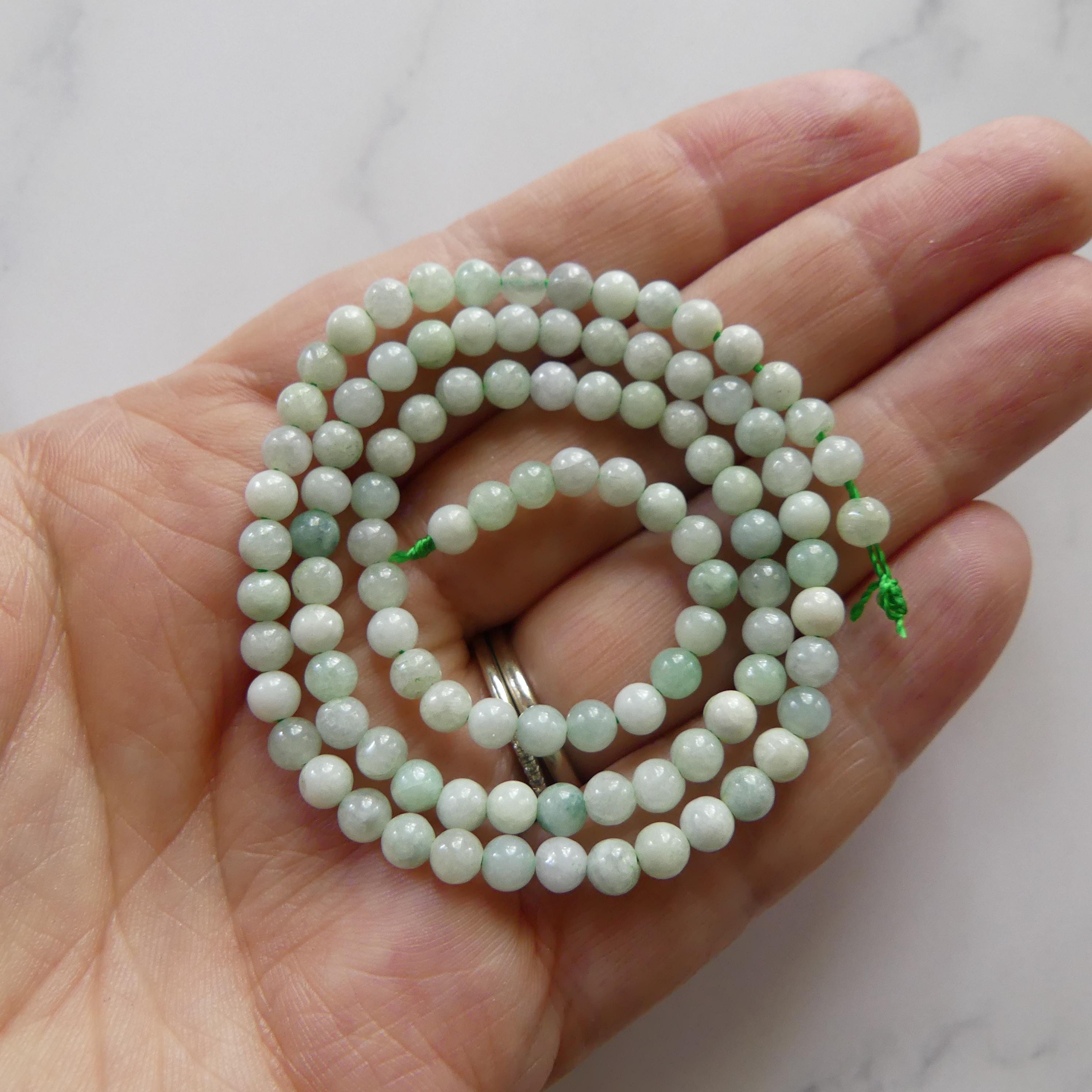 4mm Burma Jade Beads Smooth 15" Burma Jadeite Genuine Gemstone Beads Natural Jade for Jewelry Making Beading Craft Gift Beads
