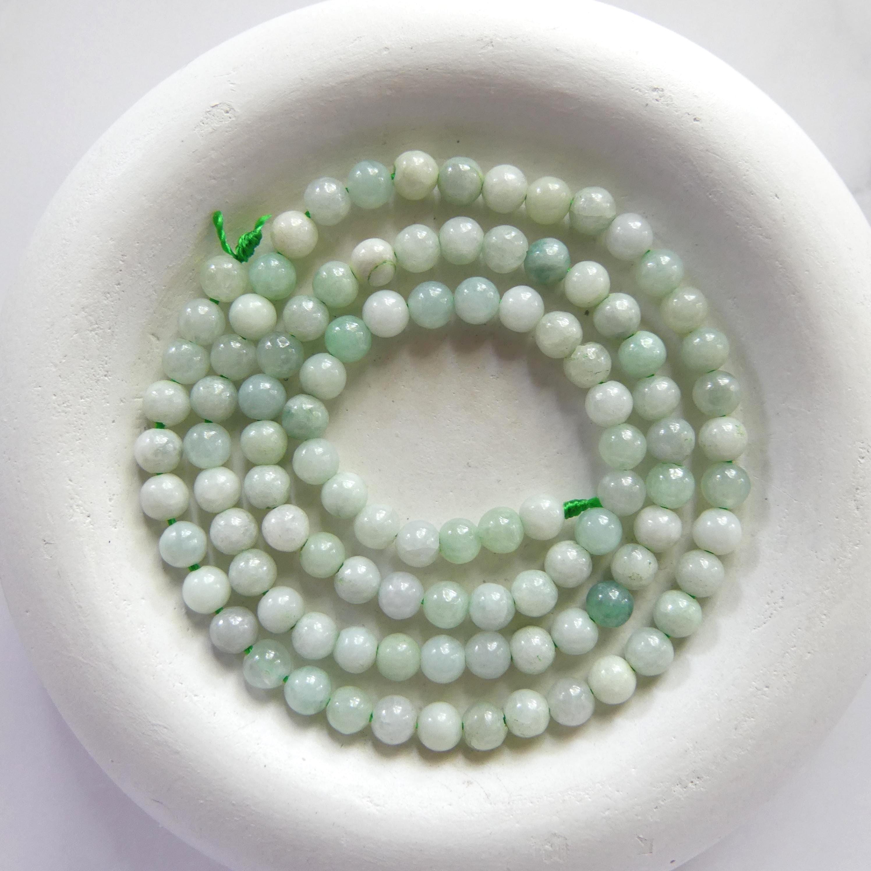 4mm Burma Jade Beads Smooth 15" Burma Jadeite Genuine Gemstone Beads Natural Jade for Jewelry Making Beading Craft Gift Beads