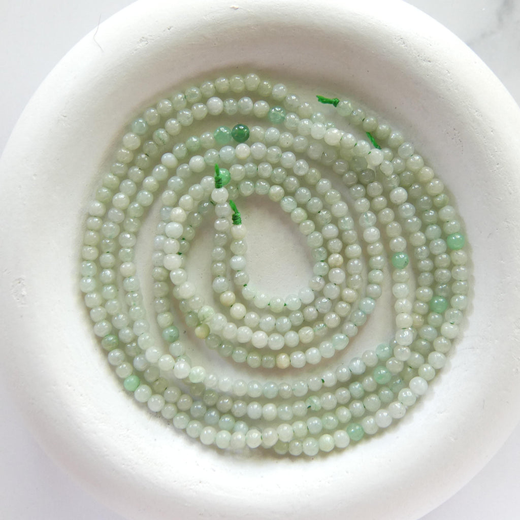 2.5mm Burma Jade Beads 15.5" Burma Jadeite Genuine Gemstone Beads Natural Jade for Jewelry Making Beading Craft Gift Beads