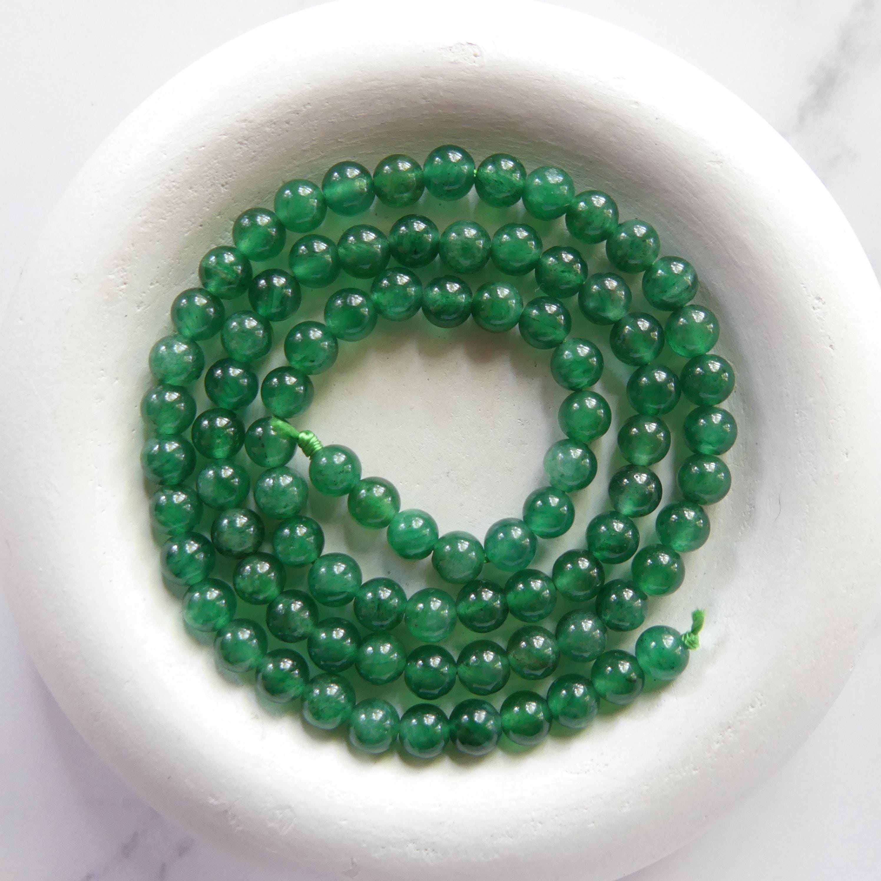 4mm-5mm Natural Fuchsite Beads Smooth Genuine Small Emerald Green Beads 15" Gemstone Beads for Jewelry Making