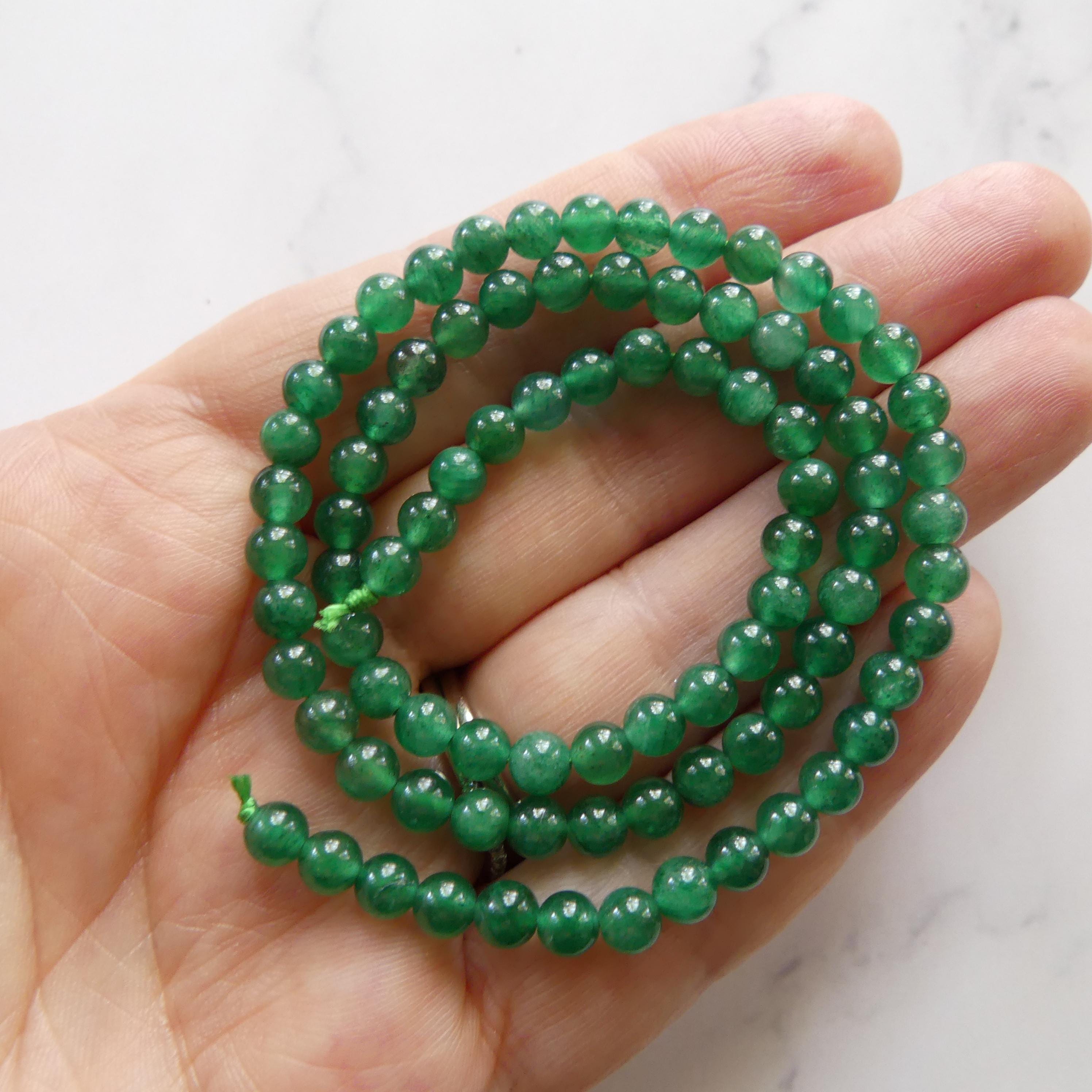 4mm-5mm Natural Fuchsite Beads Smooth Genuine Small Emerald Green Beads 15" Gemstone Beads for Jewelry Making