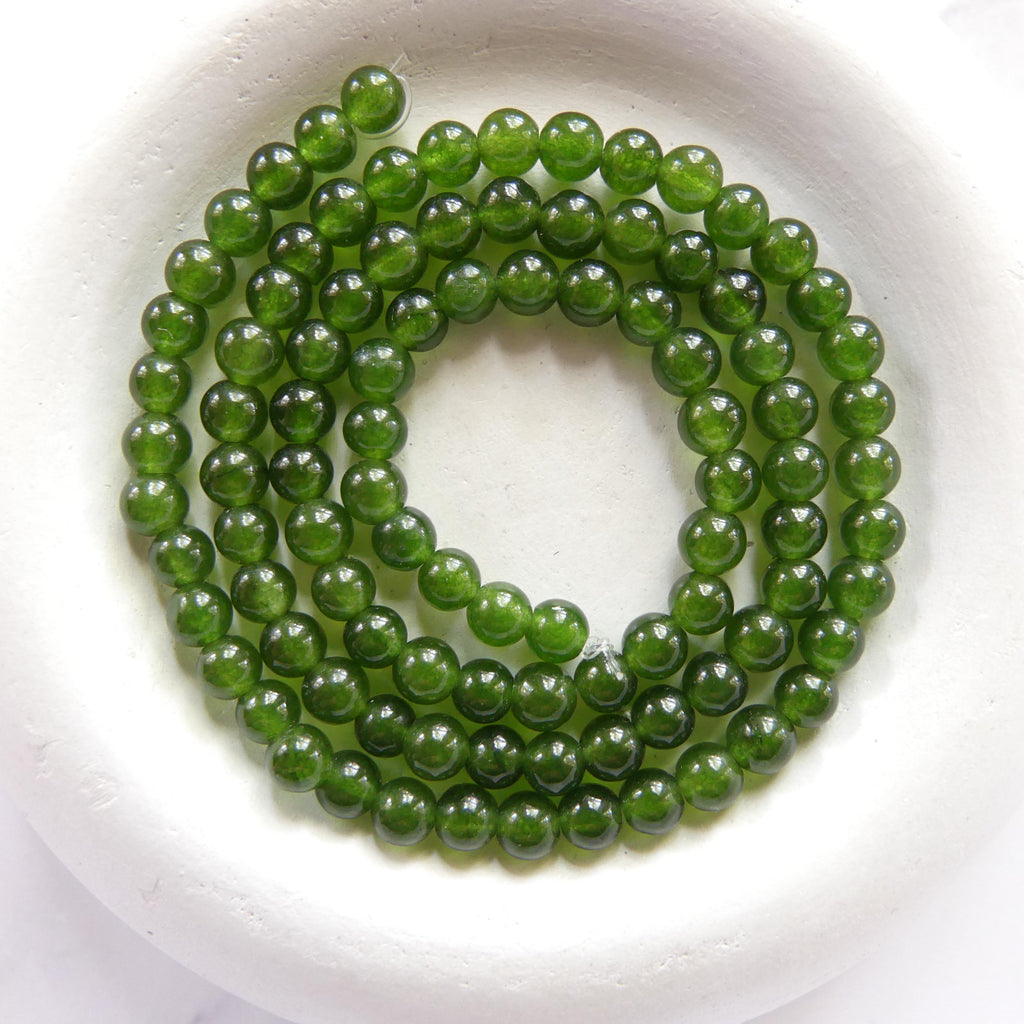 4mm Taiwan Jade Beads Smooth 15" Green Jade Genuine Gemstone Beads Natural Jade for Jewelry Making Beading Craft Gift Beads