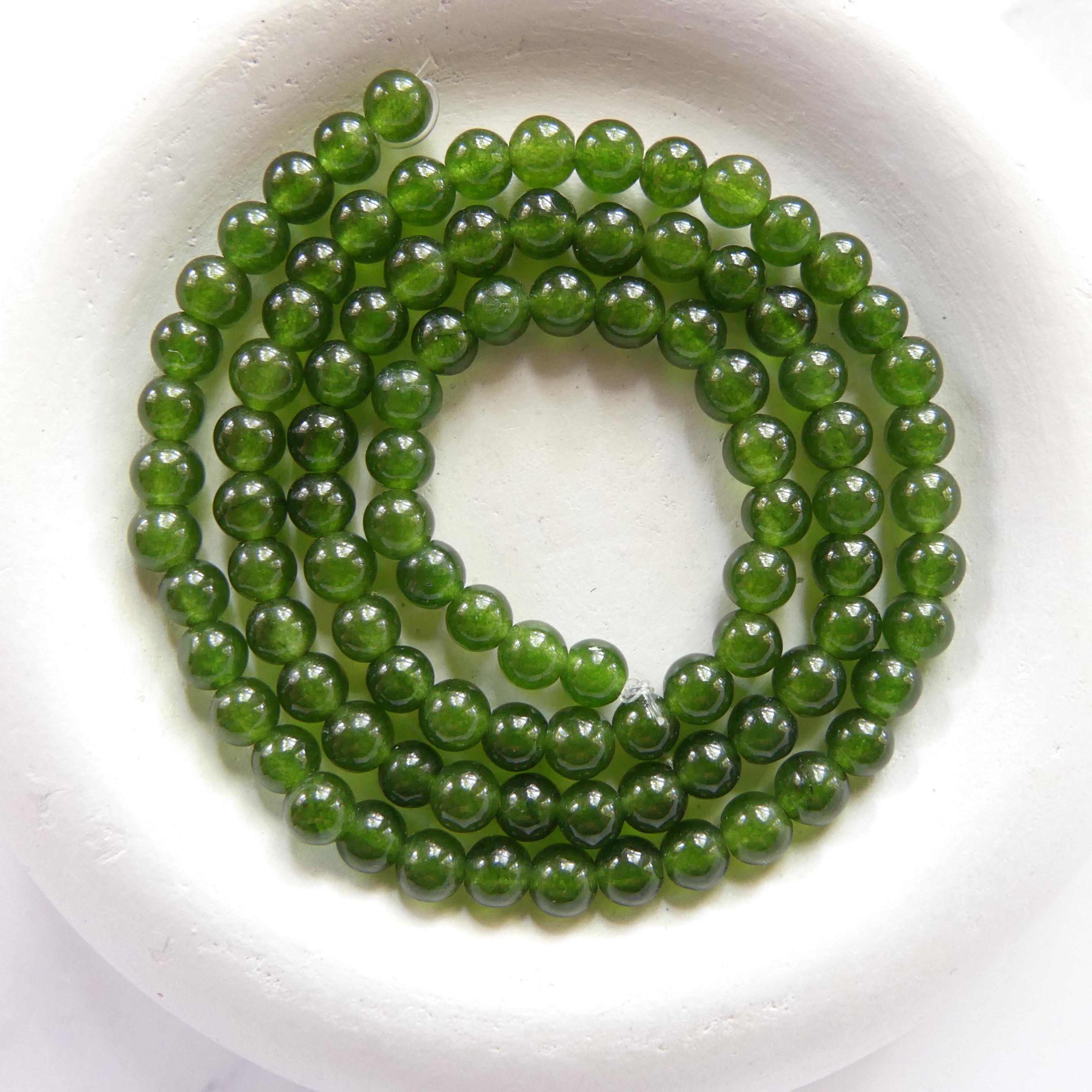 4mm Taiwan Jade Beads Smooth 15" Green Jade Genuine Gemstone Beads Natural Jade for Jewelry Making Beading Craft Gift Beads