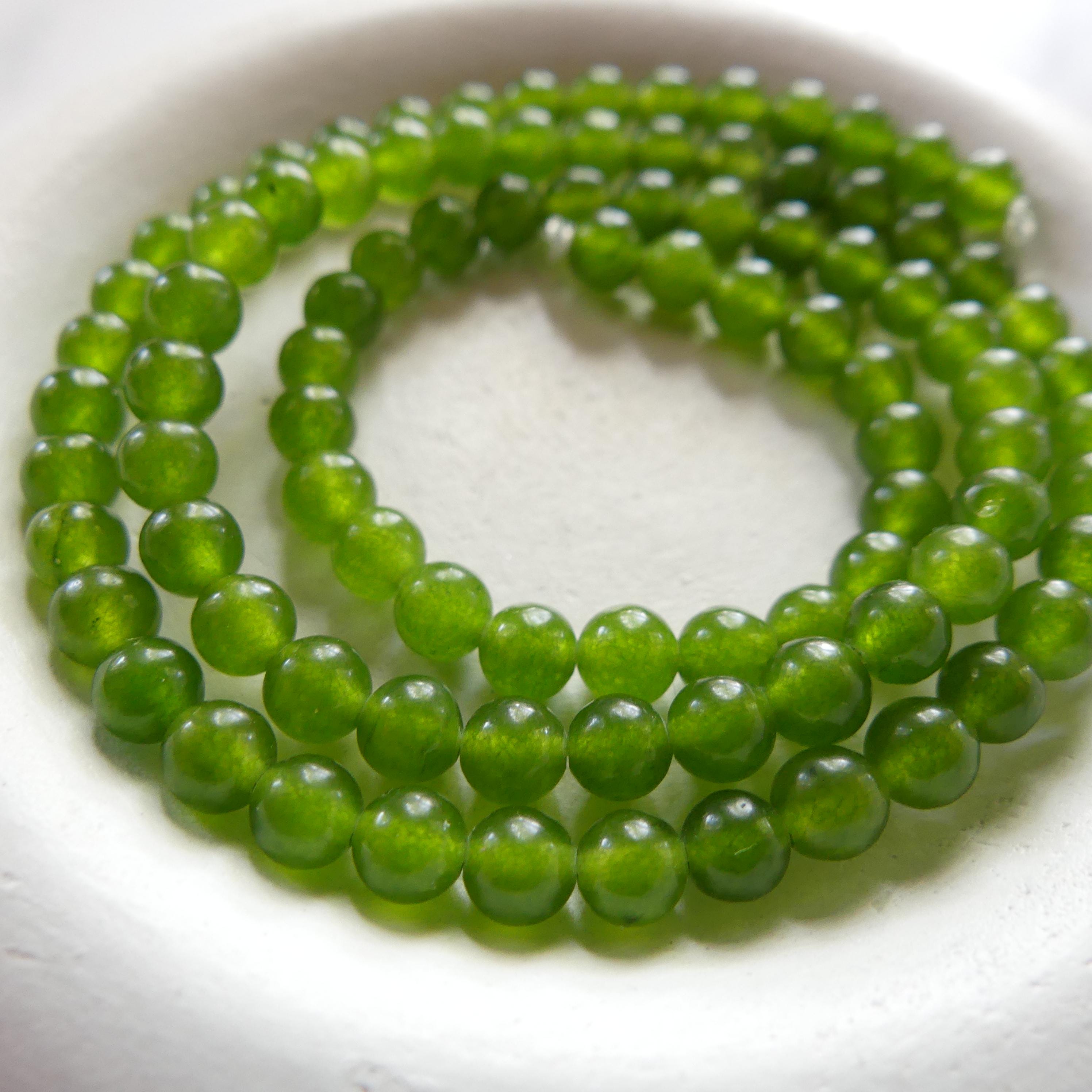 4mm Taiwan Jade Beads Smooth 15" Green Jade Genuine Gemstone Beads Natural Jade for Jewelry Making Beading Craft Gift Beads