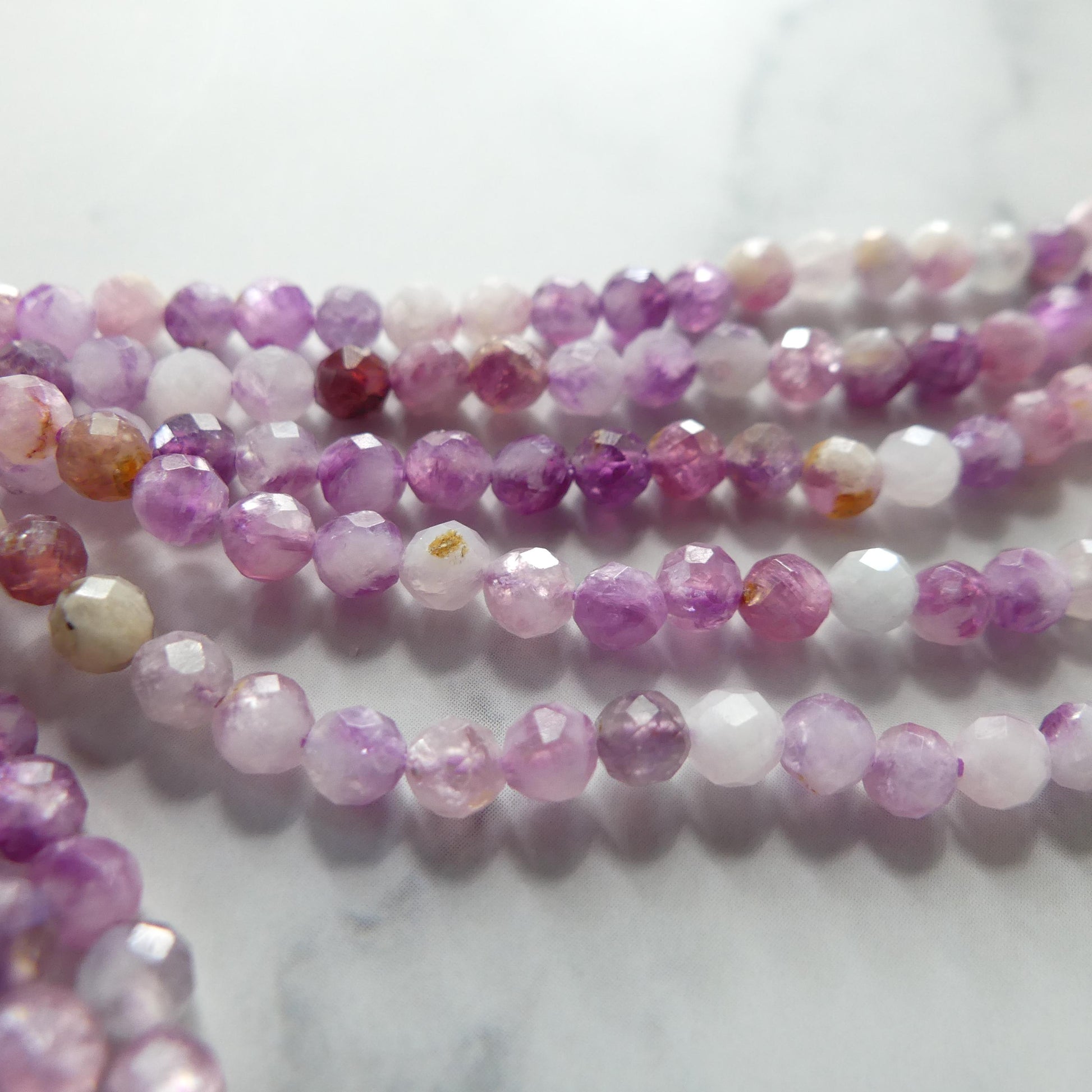 4mm AAA Lepidolite Micro Faceted Beads Genuine Lepidolite Beads 15" Sparkly Gemstone Beads for Jewelry Making