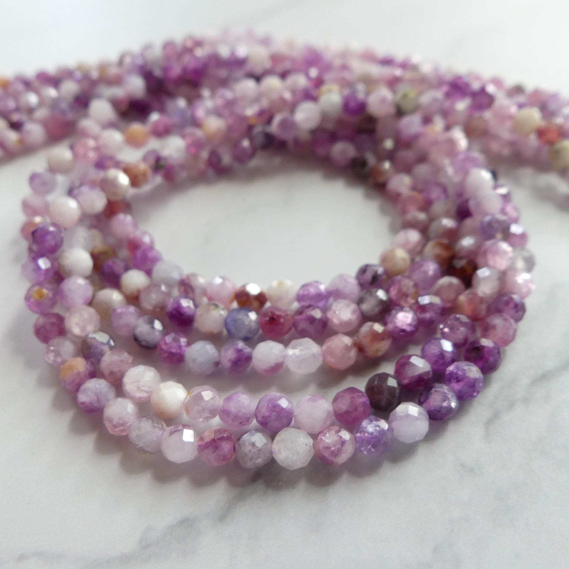 4mm AAA Lepidolite Micro Faceted Beads Genuine Lepidolite Beads 15" Sparkly Gemstone Beads for Jewelry Making