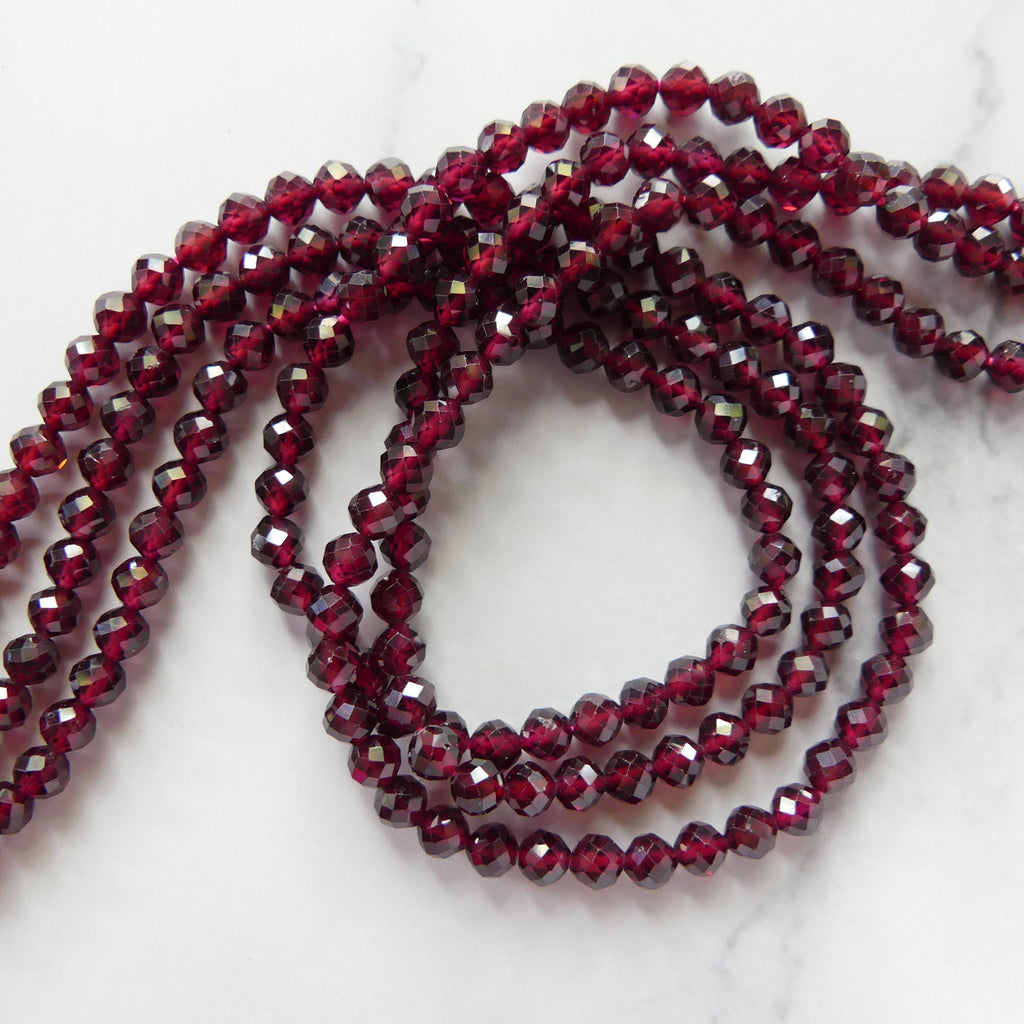 4mm AAA Pyrope Garnet Beads Faceted Beads 15" Natural Red Garnet Gemstone Beads Beading Crafter Gift January Birthstone Red Crystal Beads