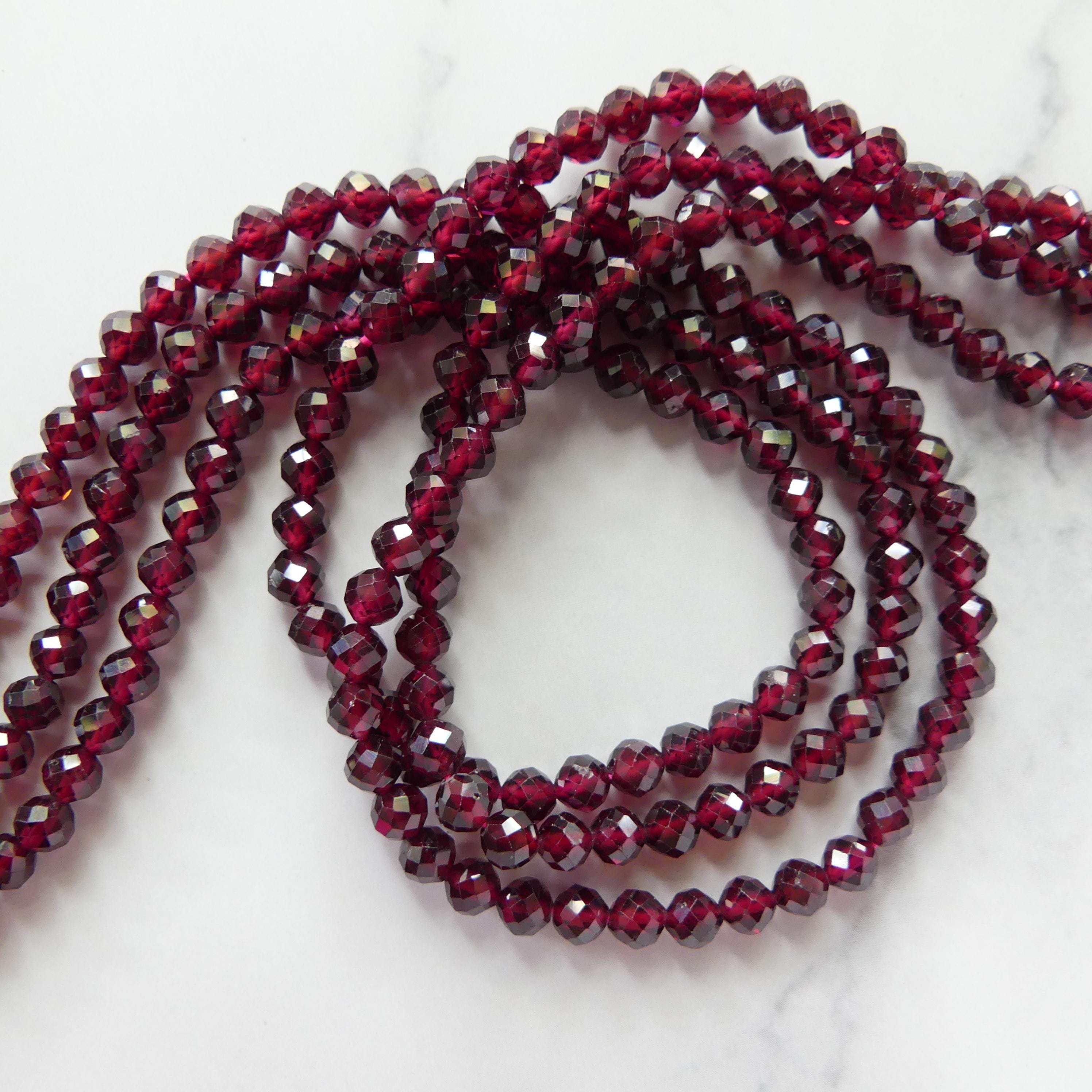 4mm AAA Pyrope Garnet Beads Faceted Beads 15" Natural Red Garnet Gemstone Beads Beading Crafter Gift January Birthstone Red Crystal Beads