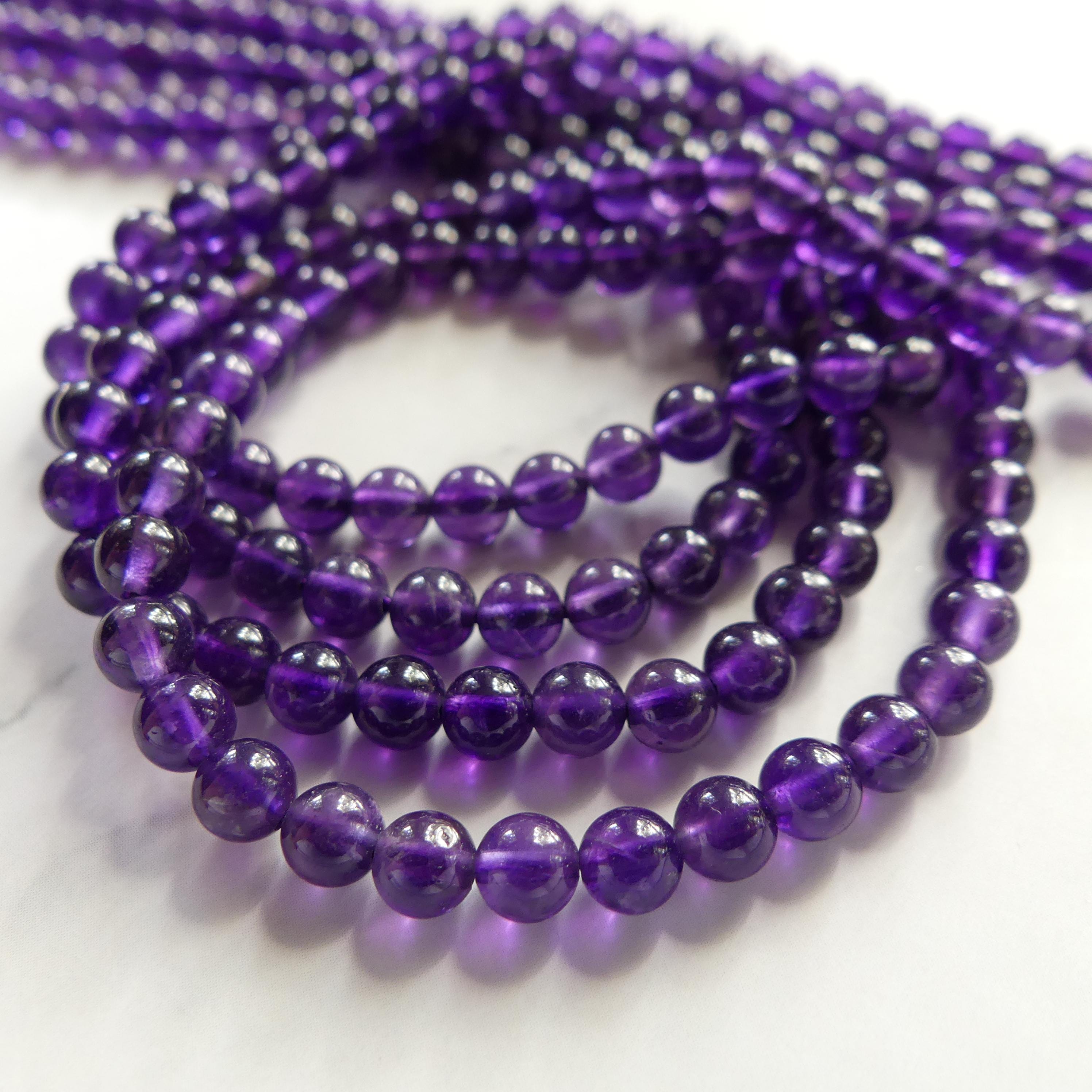 4.5mm AAA Amethyst Beads Smooth Beads 15" Dark Purple Natural Amethyst Gemstone Beads Beading Crafter Gift February Birthstone