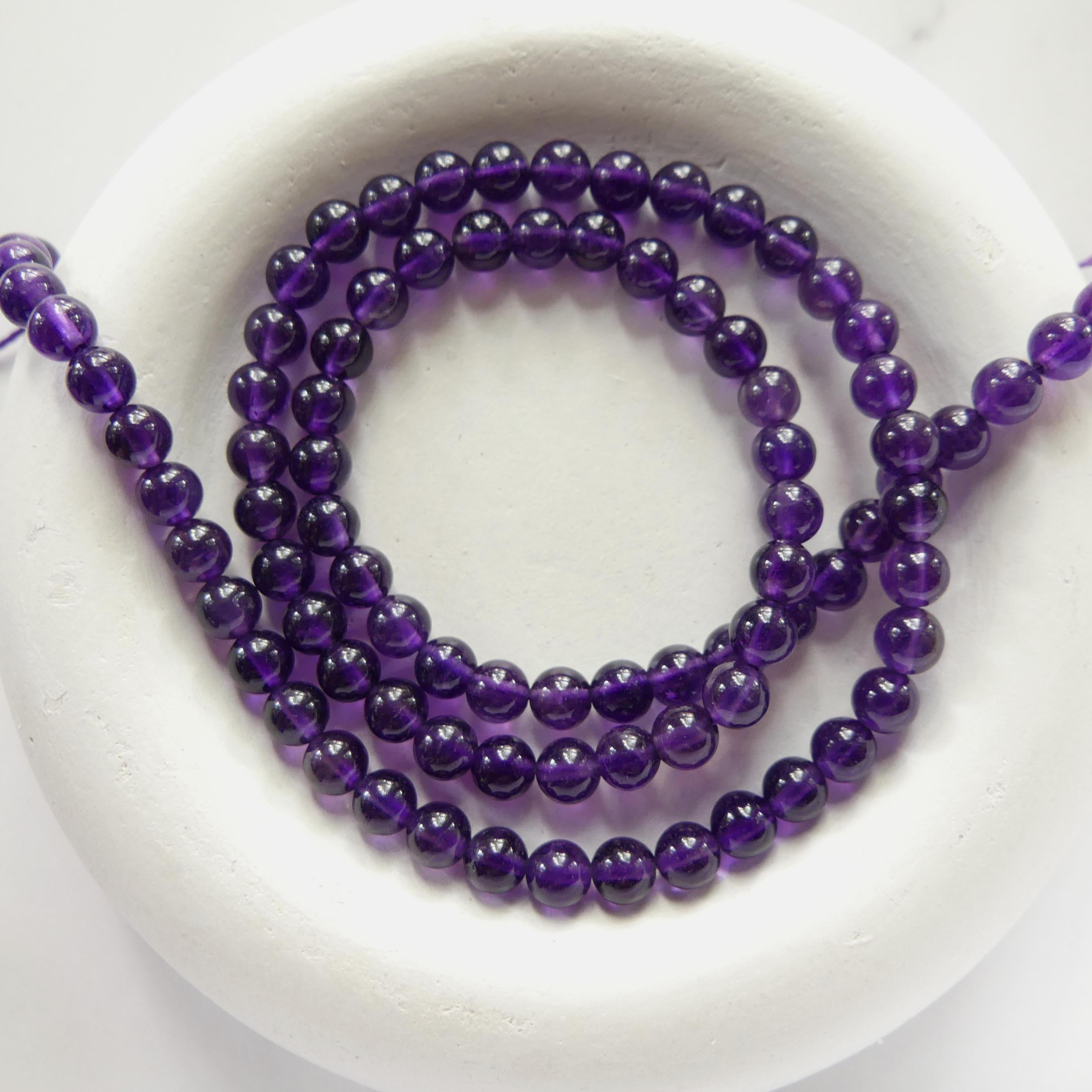 4.5mm AAA Amethyst Beads Smooth Beads 15" Dark Purple Natural Amethyst Gemstone Beads Beading Crafter Gift February Birthstone