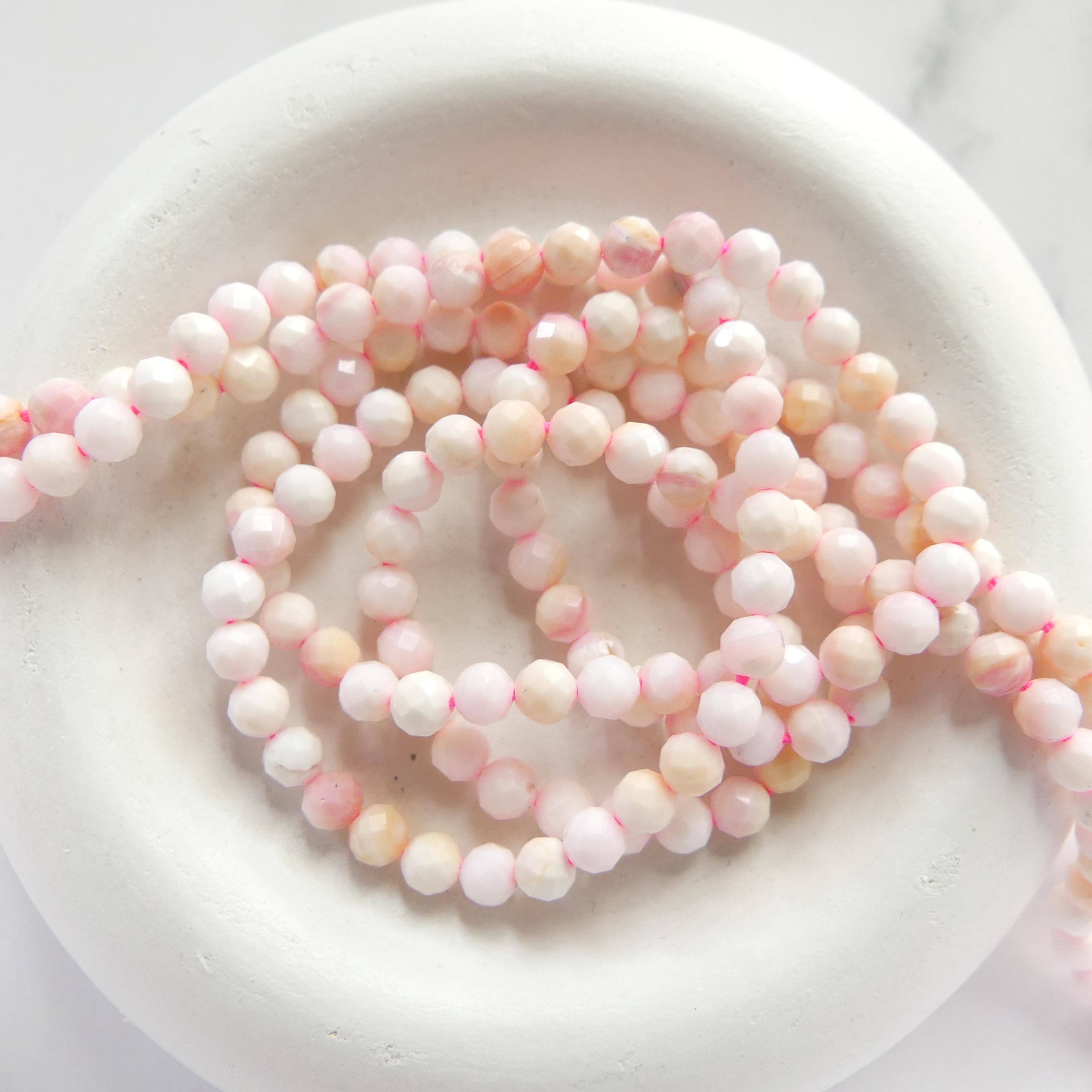4mm Natural Queen Conch Beads Micro Faceted Genuine Shell Beads 15" Gemstone Jewelry Making Gift for crafter