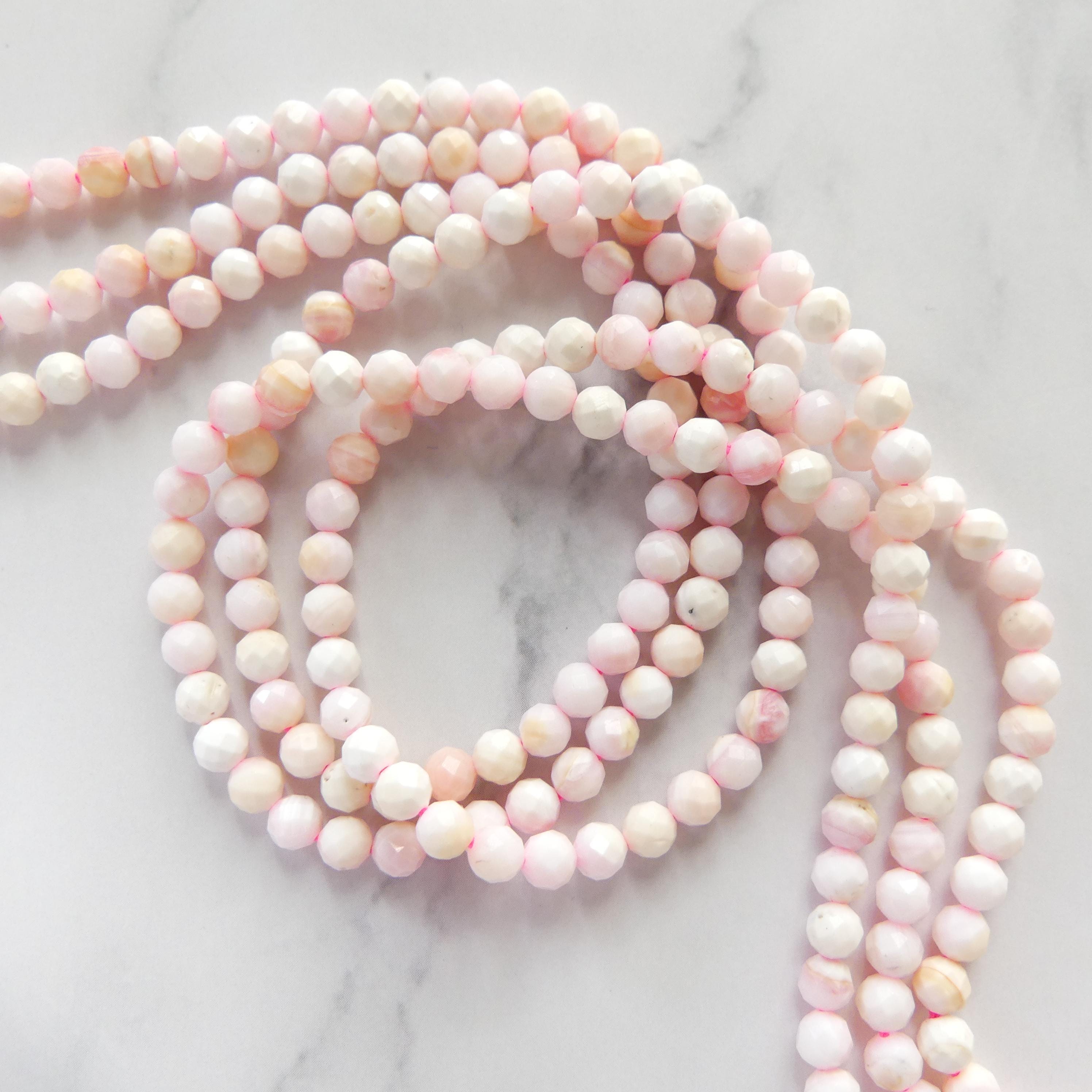 4mm Natural Queen Conch Beads Micro Faceted Genuine Shell Beads 15" Gemstone Jewelry Making Gift for crafter