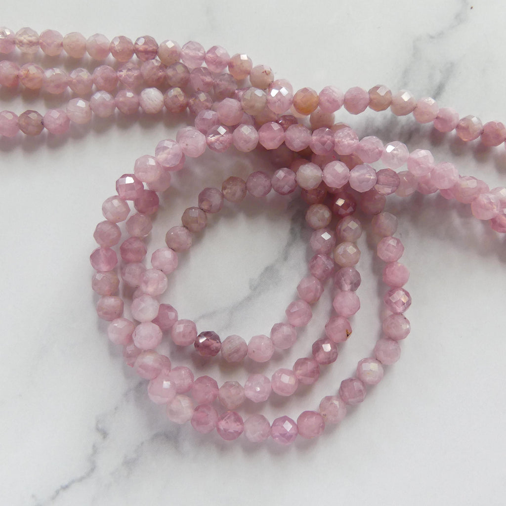 4mm AAA Madagascar Rose Quartz Gemmy Faceted Beads 15" Pale Pink Genuine Gemstone Beads for Jewelry Making Beading Craft Gift Beads