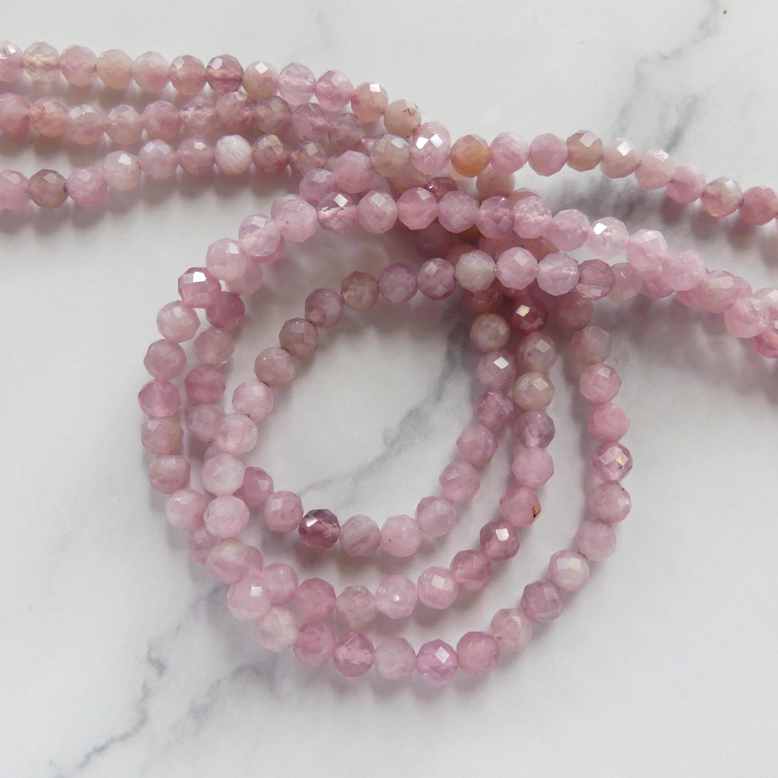 4mm AAA Madagascar Rose Quartz Gemmy Faceted Beads 15" Pale Pink Genuine Gemstone Beads for Jewelry Making Beading Craft Gift Beads
