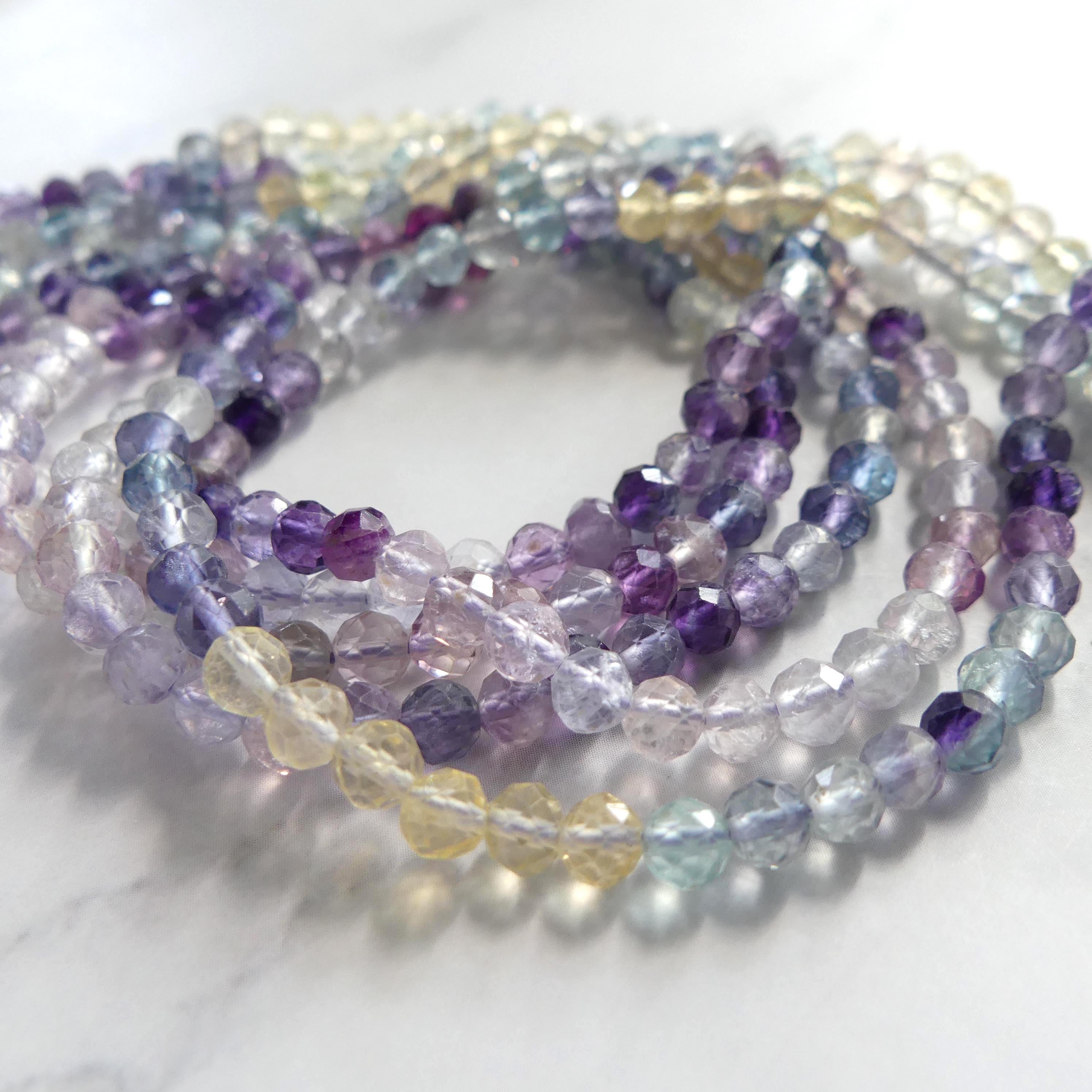 4mm AAA Multi Fluorite Beads Faceted Beads 15" Multi Color Genuine Gemstone Tiny Small Beads for Jewelry Making Beading Craft Gift