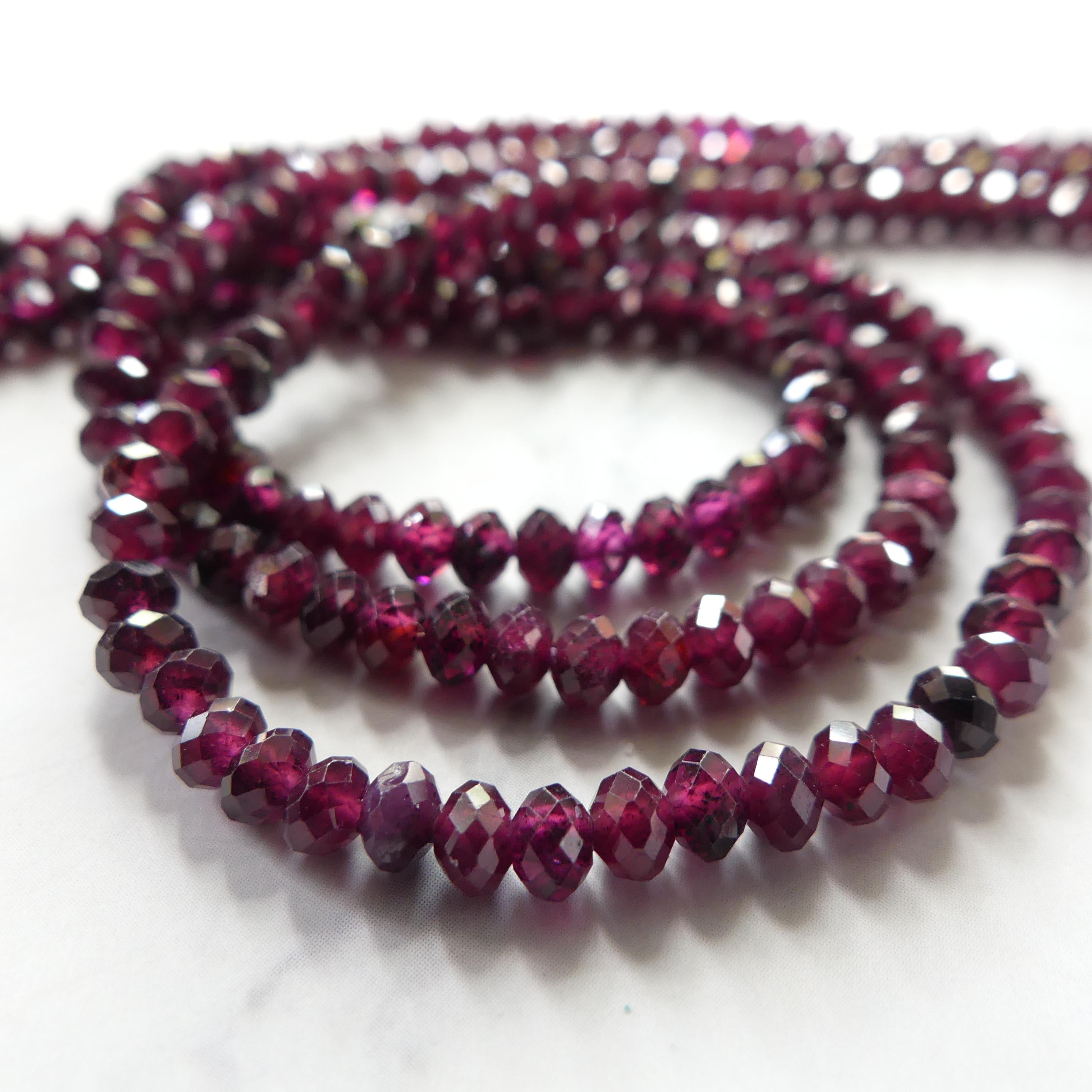 4mm AAA Rhodolite Garnet Beads Faceted Rondelle Beads 15" Natural Purple Garnet Gemstone Beads Beading Crafter Gift January Birthstone