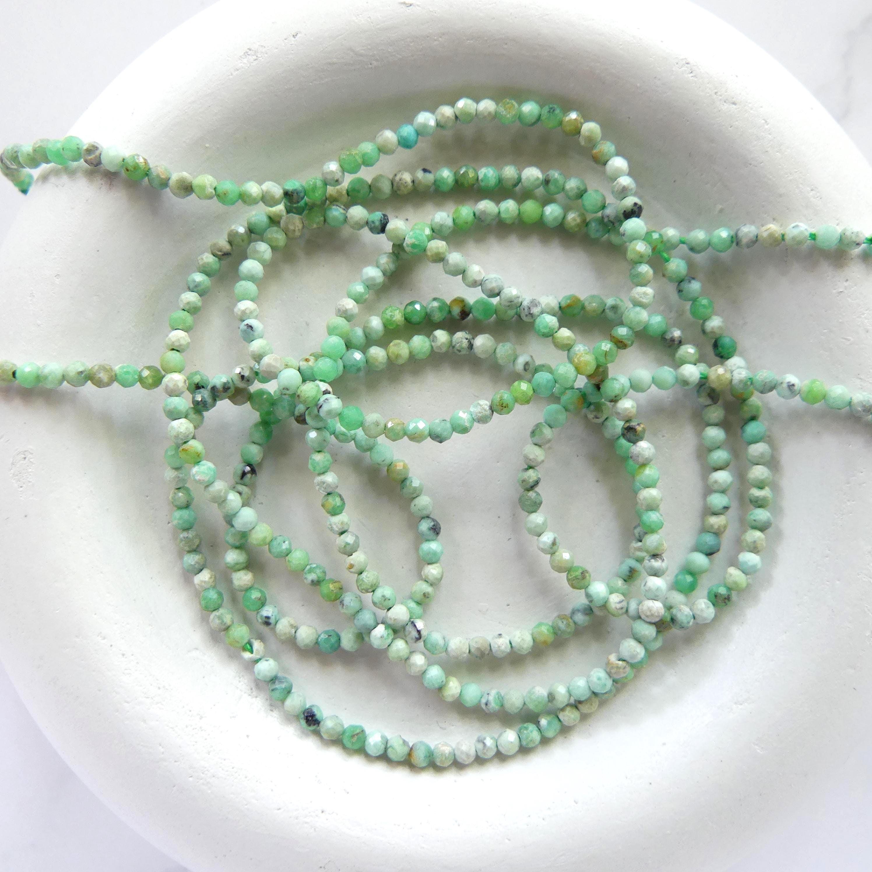 1.9mm Variscite Micro Faceted Beads 15" Green Rare Gemstone Beads for Jewelry Making Beading Gift Crafter