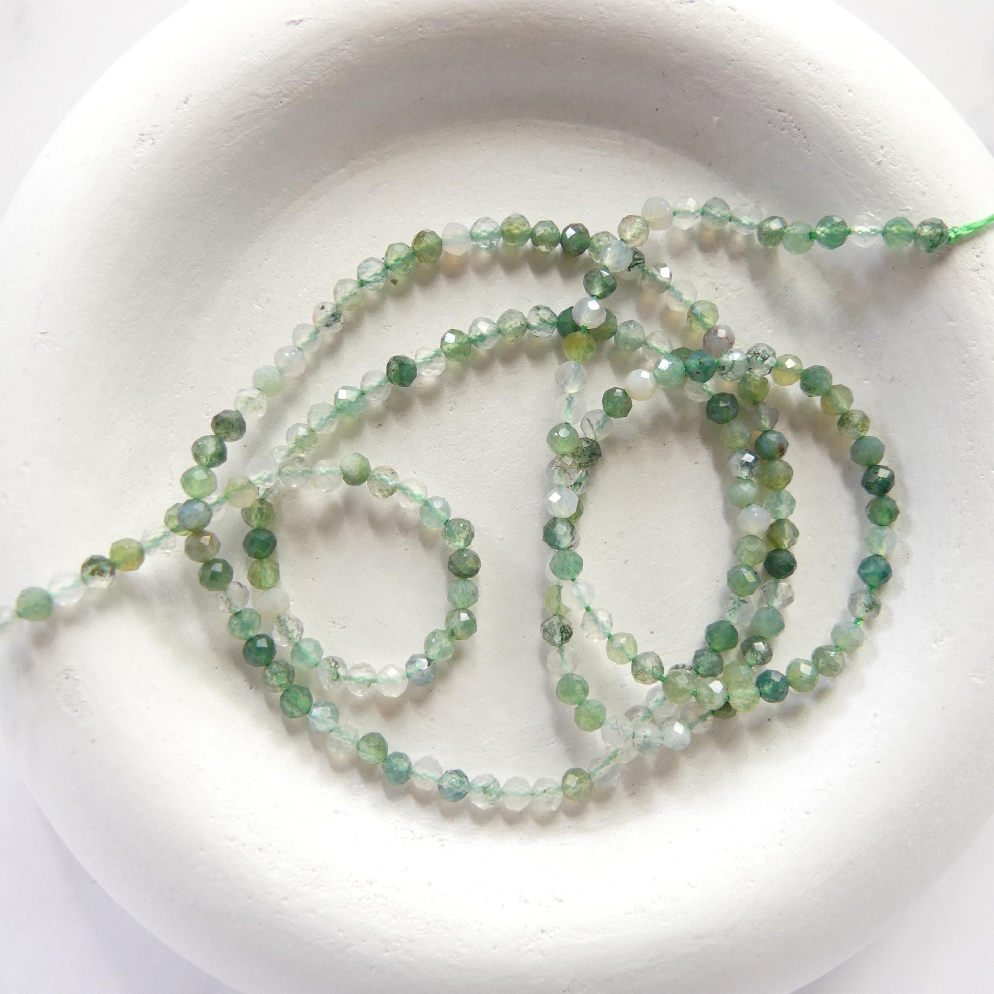 2mm Moss Agate Micro Faceted Beads Genuine Agate Green Beads 15.5" Sparkly Gemstone Beads for Jewelry Making