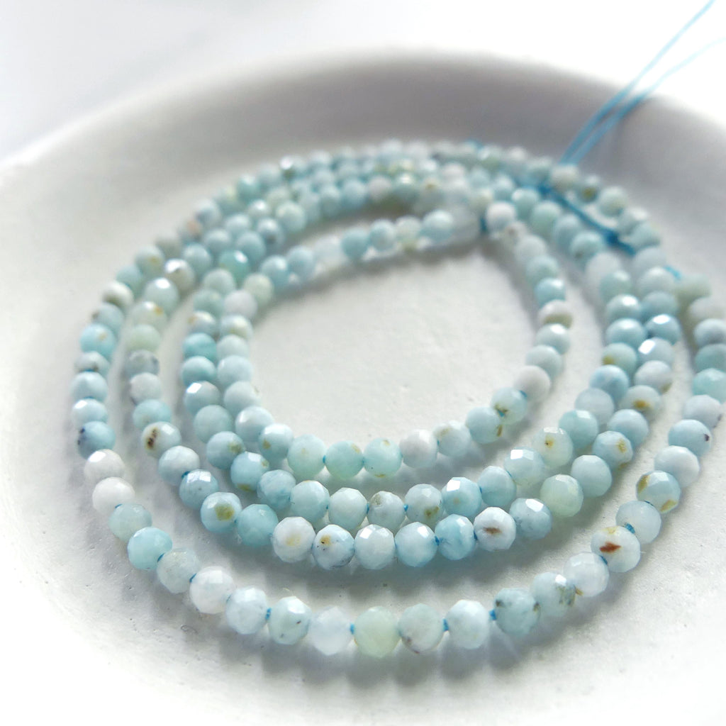 2.5mm Larimar Faceted Beads 15" 2mm Dominican Larimar Genuine Gemstone Beads for Jewelry Making Beading Craft Gift Beads