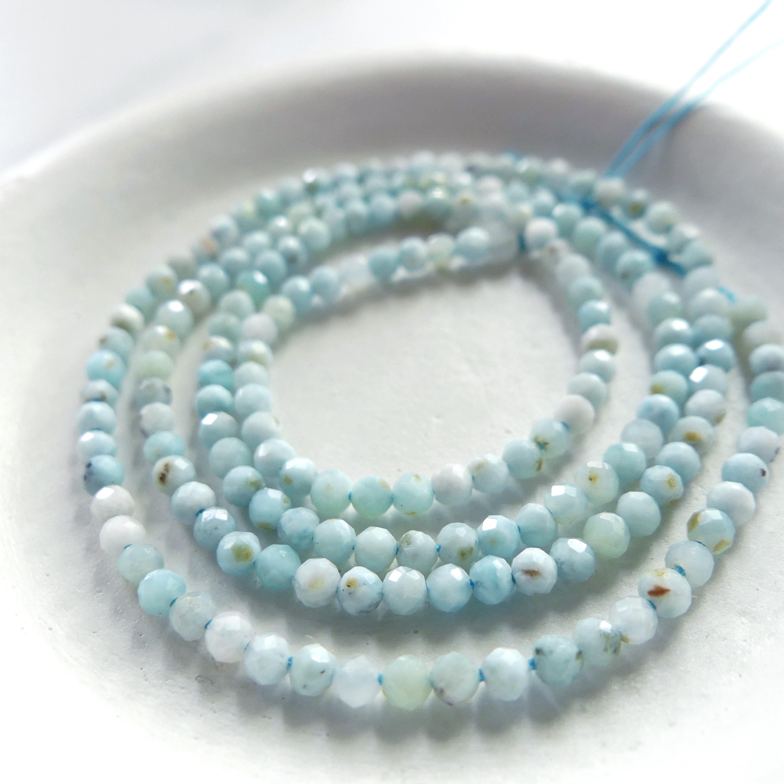 2.5mm Larimar Faceted Beads 15" 2mm Dominican Larimar Genuine Gemstone Beads for Jewelry Making Beading Craft Gift Beads