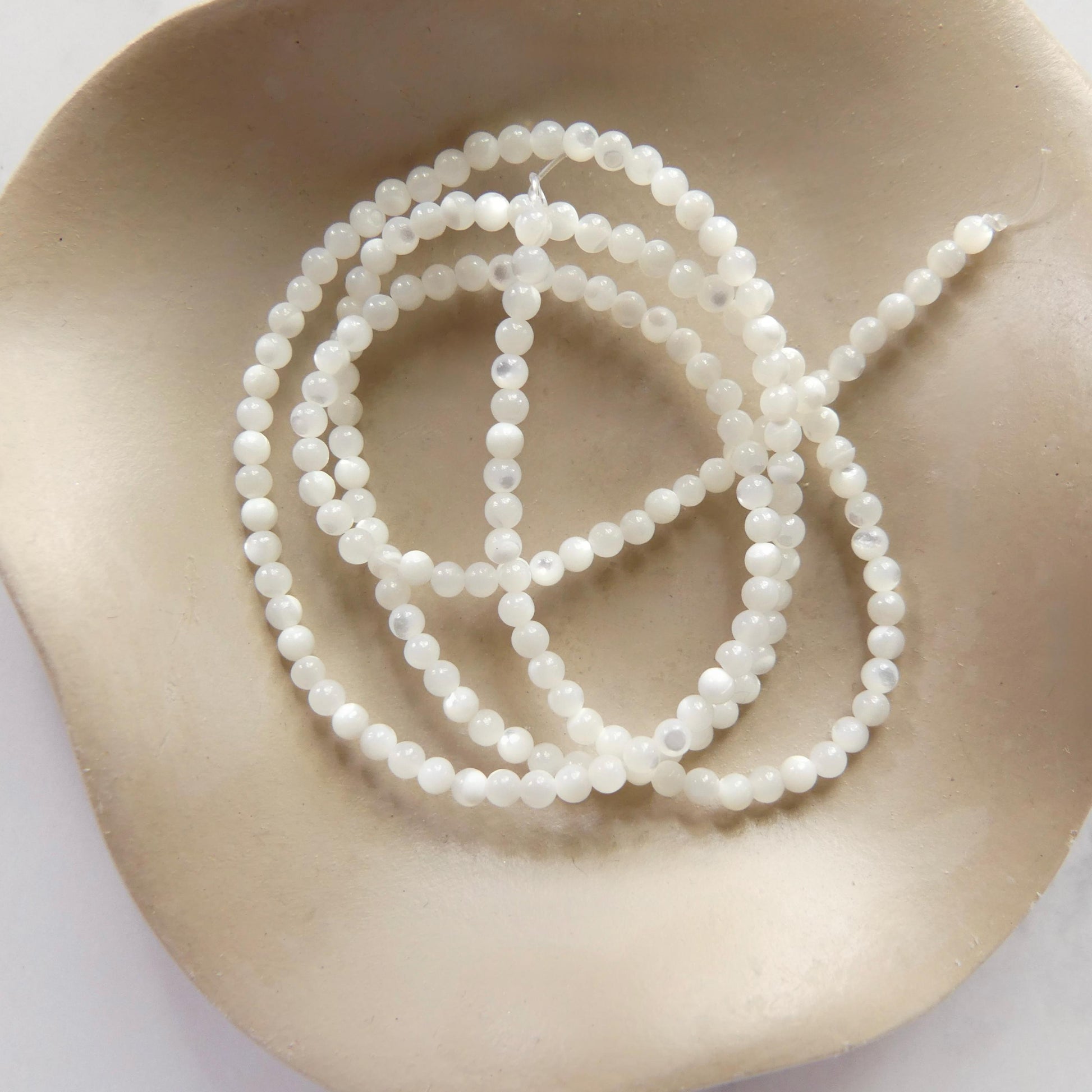 2mm Natural Mother of Pearl Beads Smooth MOP Genuine Shell Beads 15" Gemstone Jewelry Making Gift for crafter