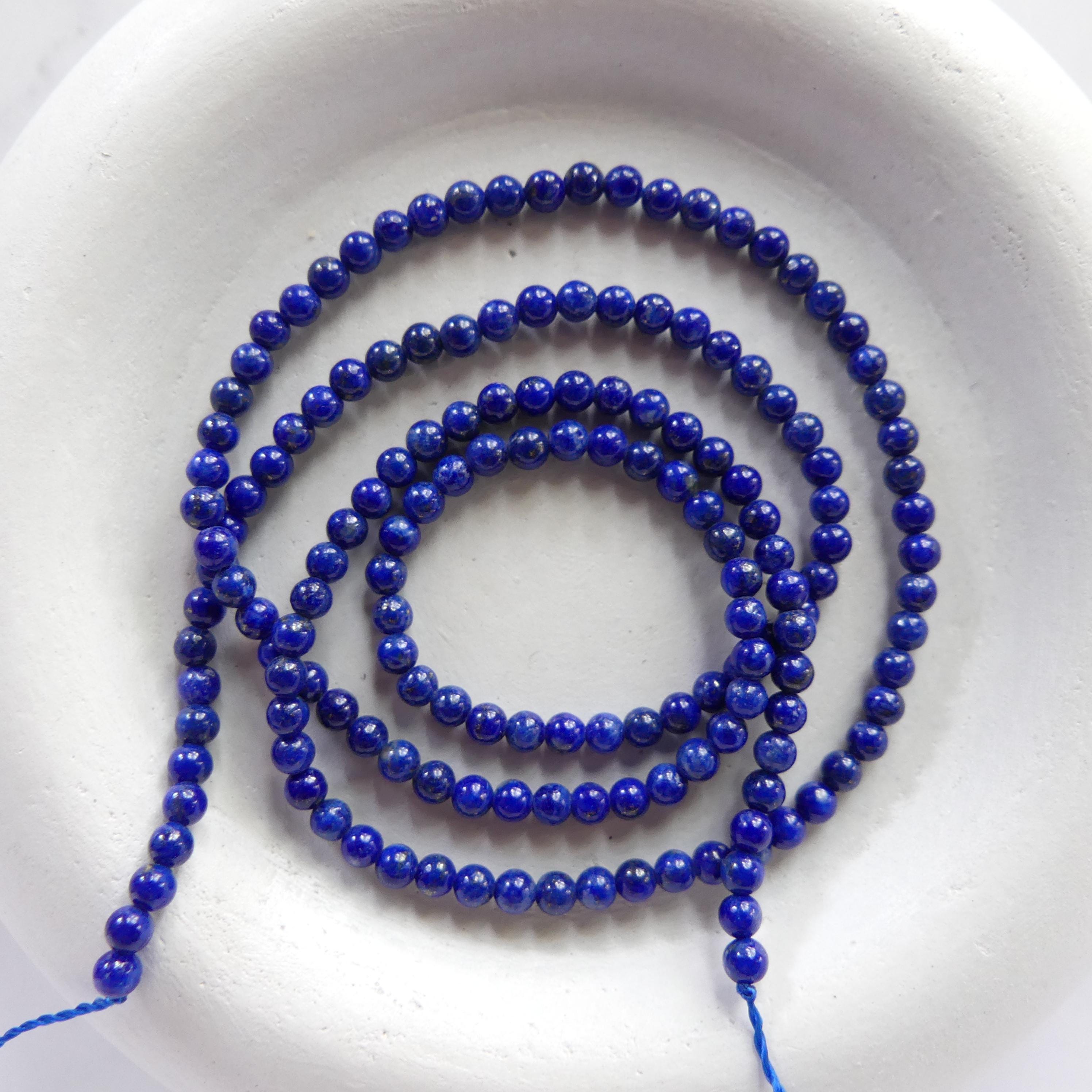2.5mm Smooth Lapis Lazuli Beads 15" Blue Lapis Gemstone Beads for Jewelry Making Beading Craft Gift Beads DIY Jewelry Making