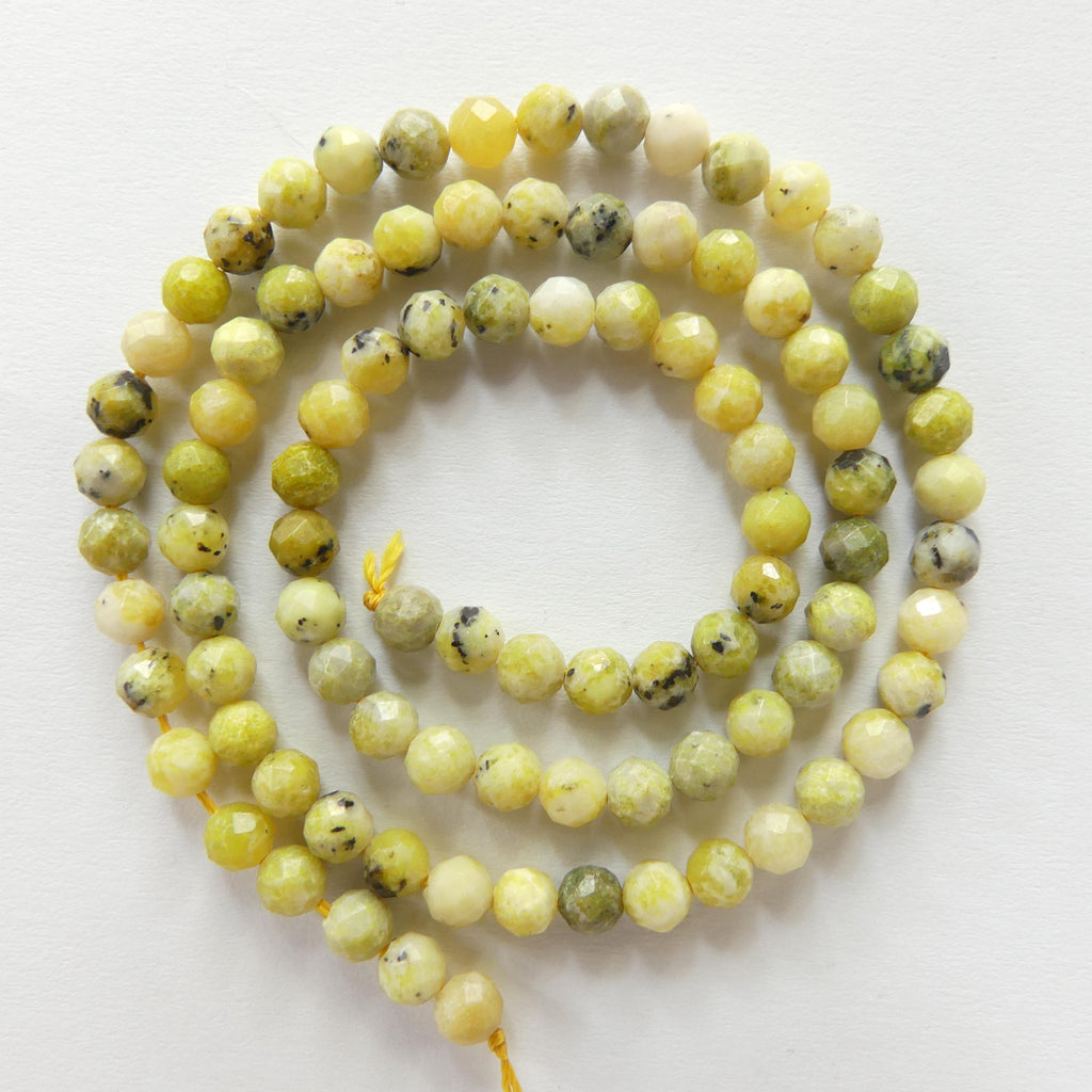 4mm Yellow Serpentine Beads Lizardite Micro Faceted 15" Yellow Genuine Gemstone Beads for Jewelry Making Beading Craft Gift